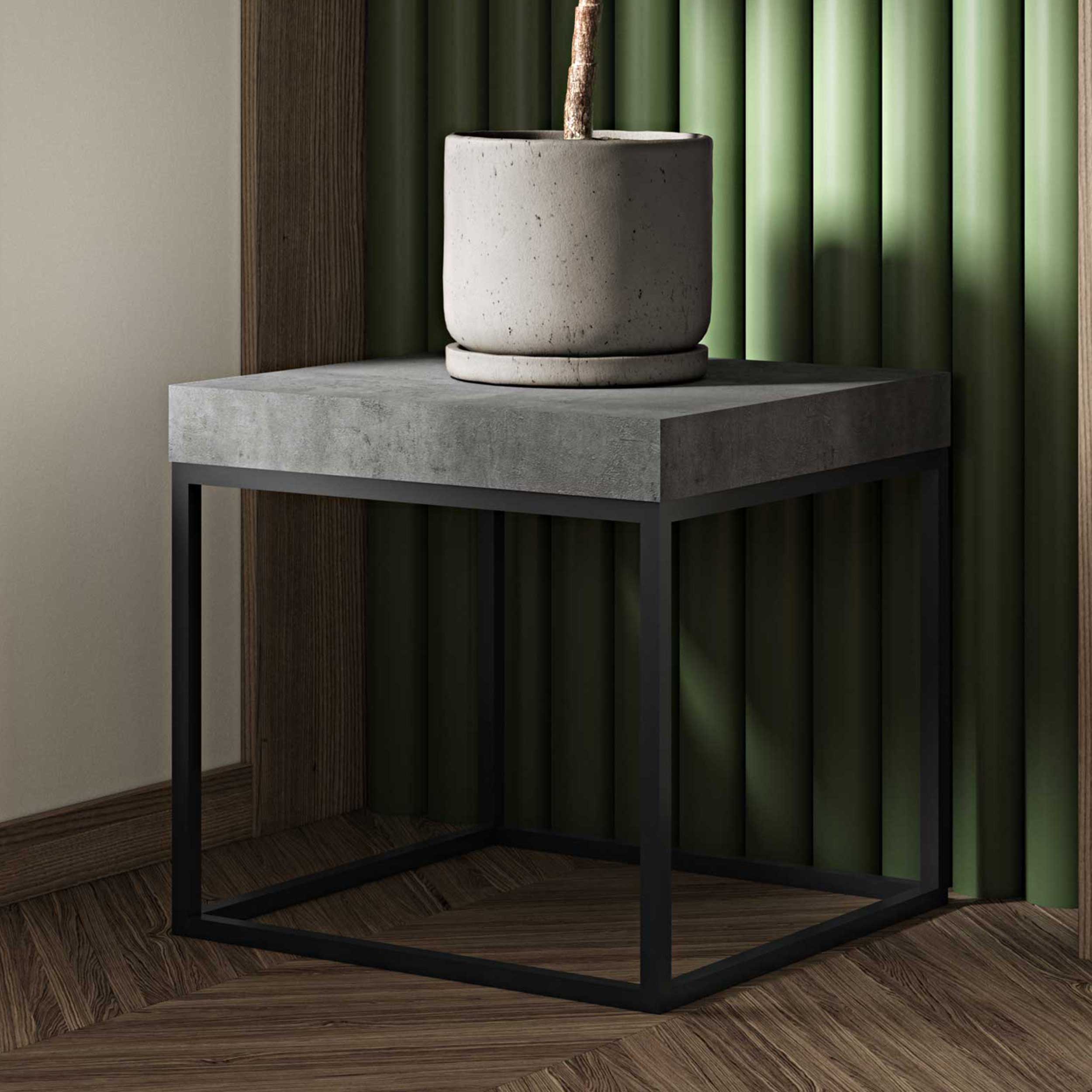 Table d'appoint Petra 55x55 industriel - béton/noir - Image 1
