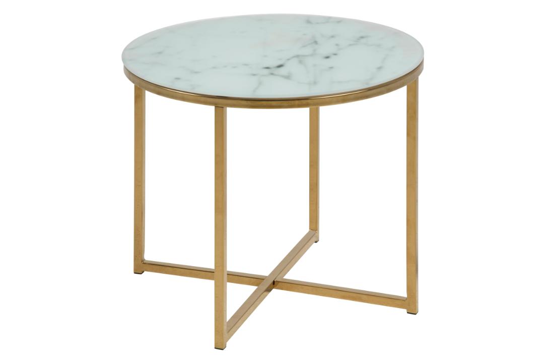 Table d'appoint ronde Anika ø50cm - marbre blanc/ doré - Image 7