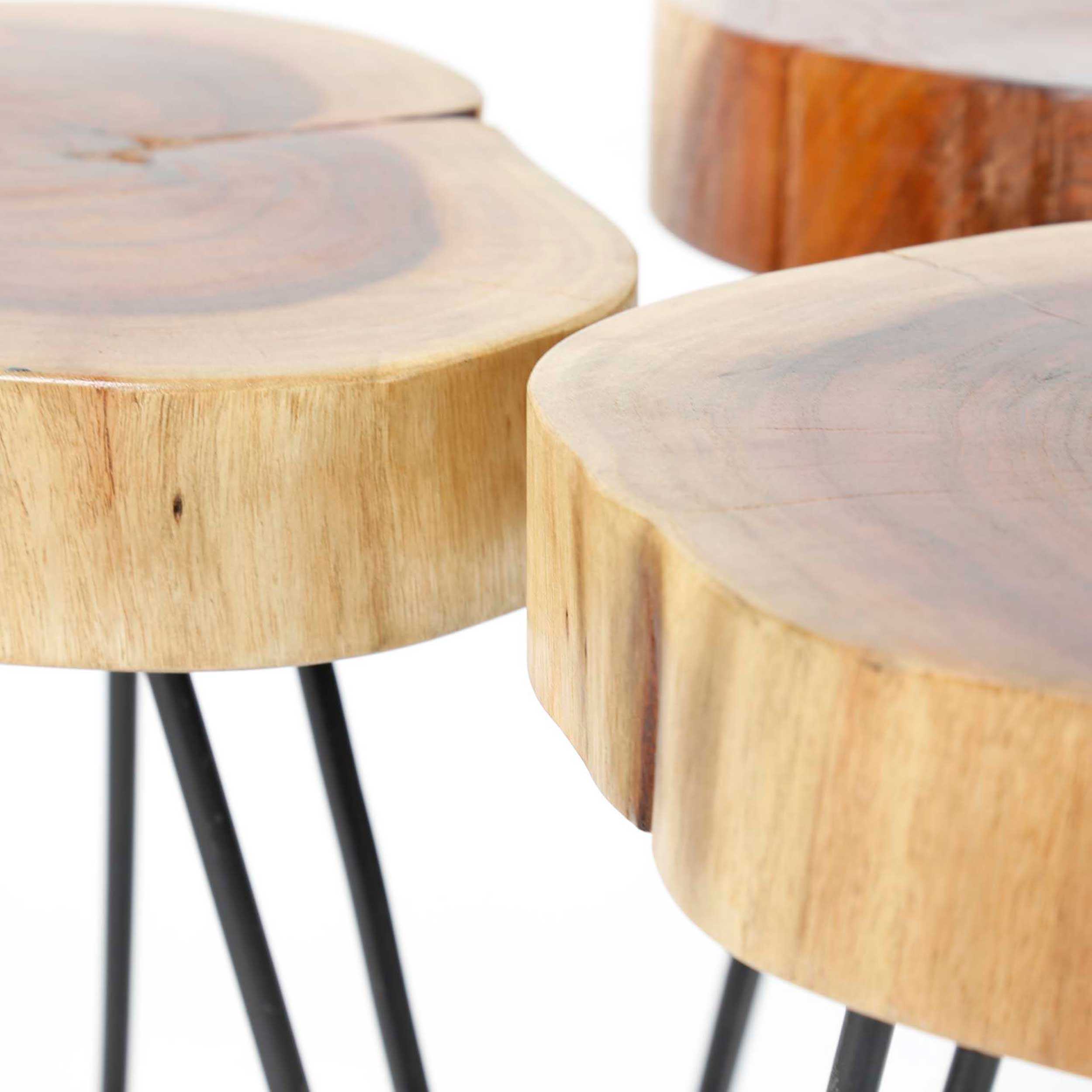 Table d'appoint Samantha - acacia et pieds en acier noir - Image 5