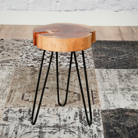 Table d'appoint Samantha - acacia et pieds en acier noir - Image 8