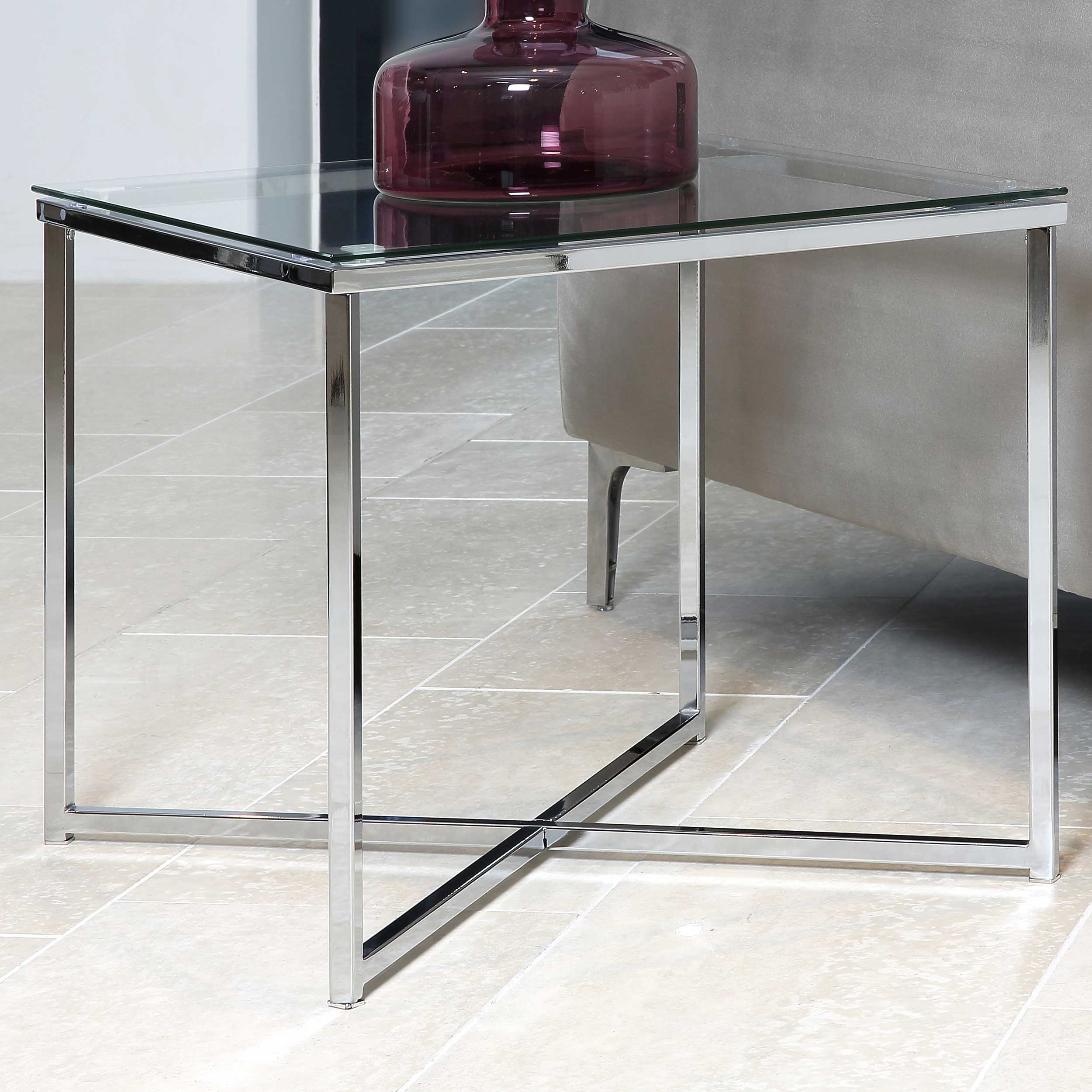 Table d'appoint Caitlynn 50x50cm - tableau transparant