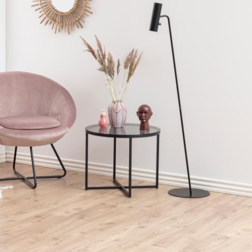 Table d'appoint Caitlynn ø55cm - plateau teinté en gris