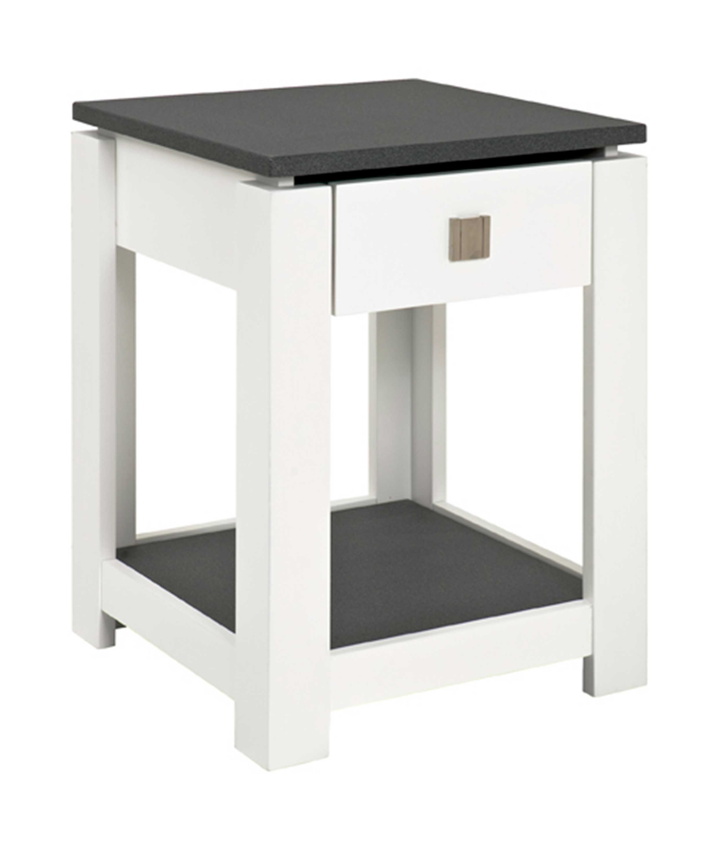 Table d'appoint Marius 40x40cm, 1 tiroir - blanc/anthracite