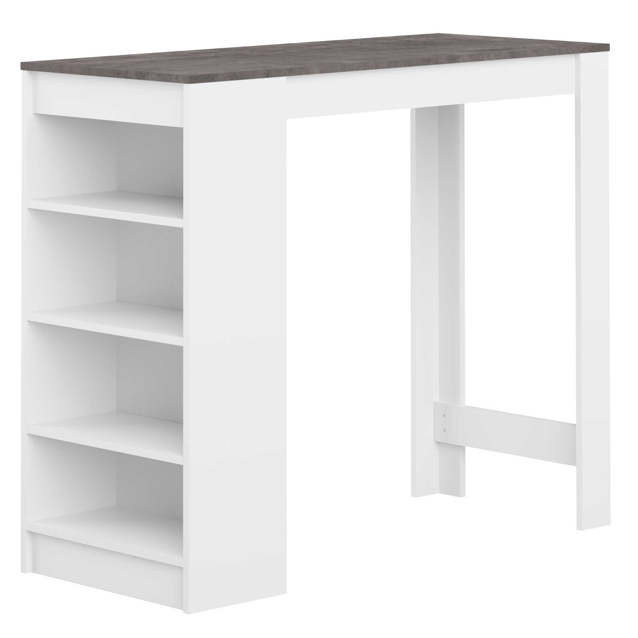 Table de bar Aravis 115x50 avec rangement - blanc/béton - Image 8