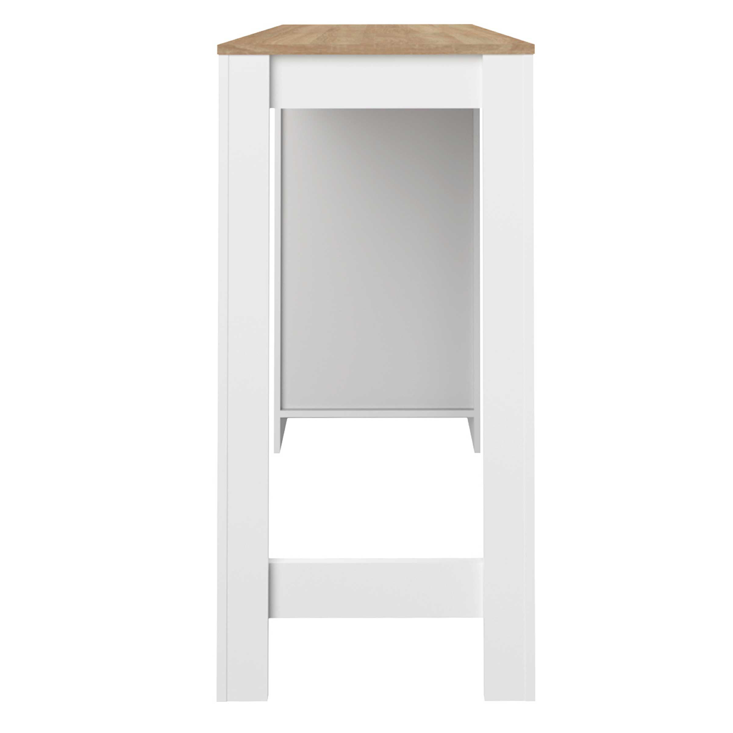 Table de bar Aravis 115x50 avec rangement - blanc/chêne - Image 4