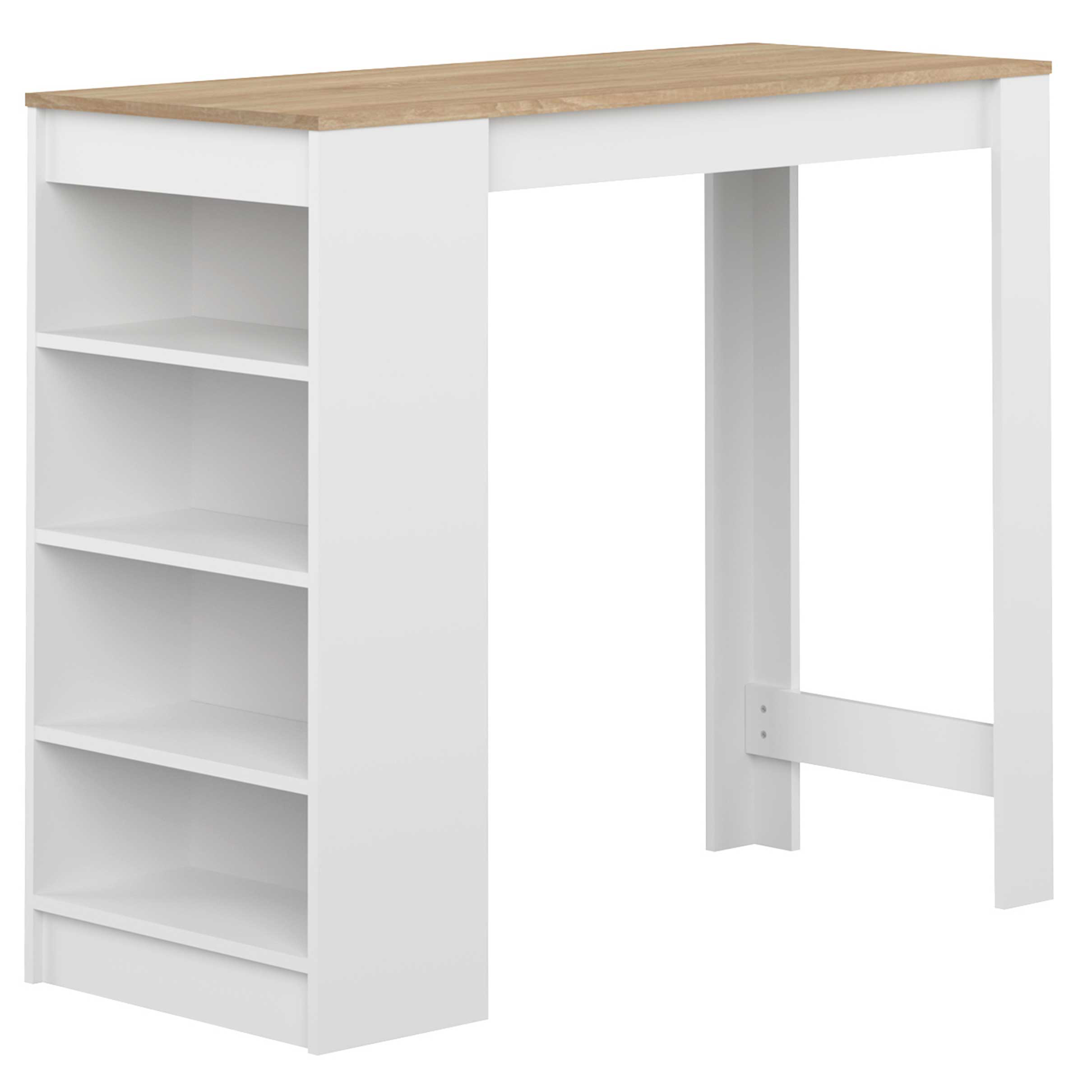 Table de bar Aravis 115x50 avec rangement - blanc/chêne - Image 8