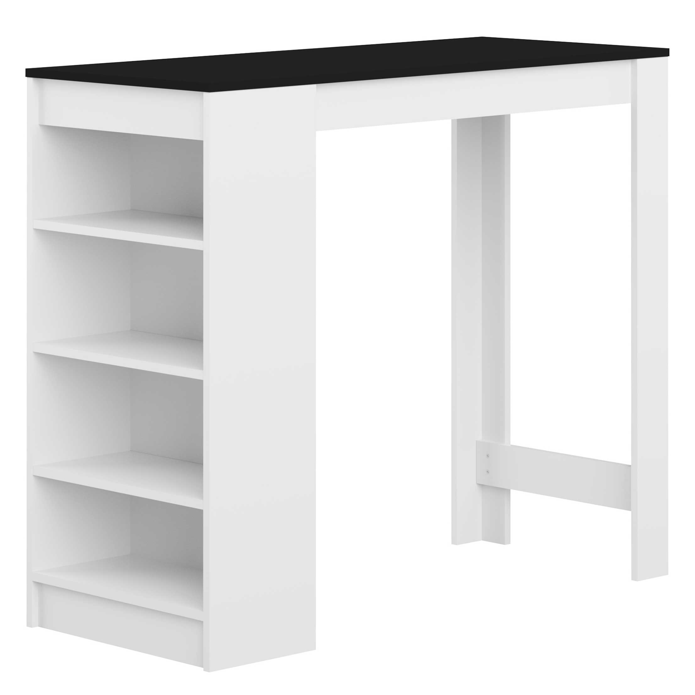 Table de bar Aravis 115x50 avec rangement - blanc/noir - Image 8