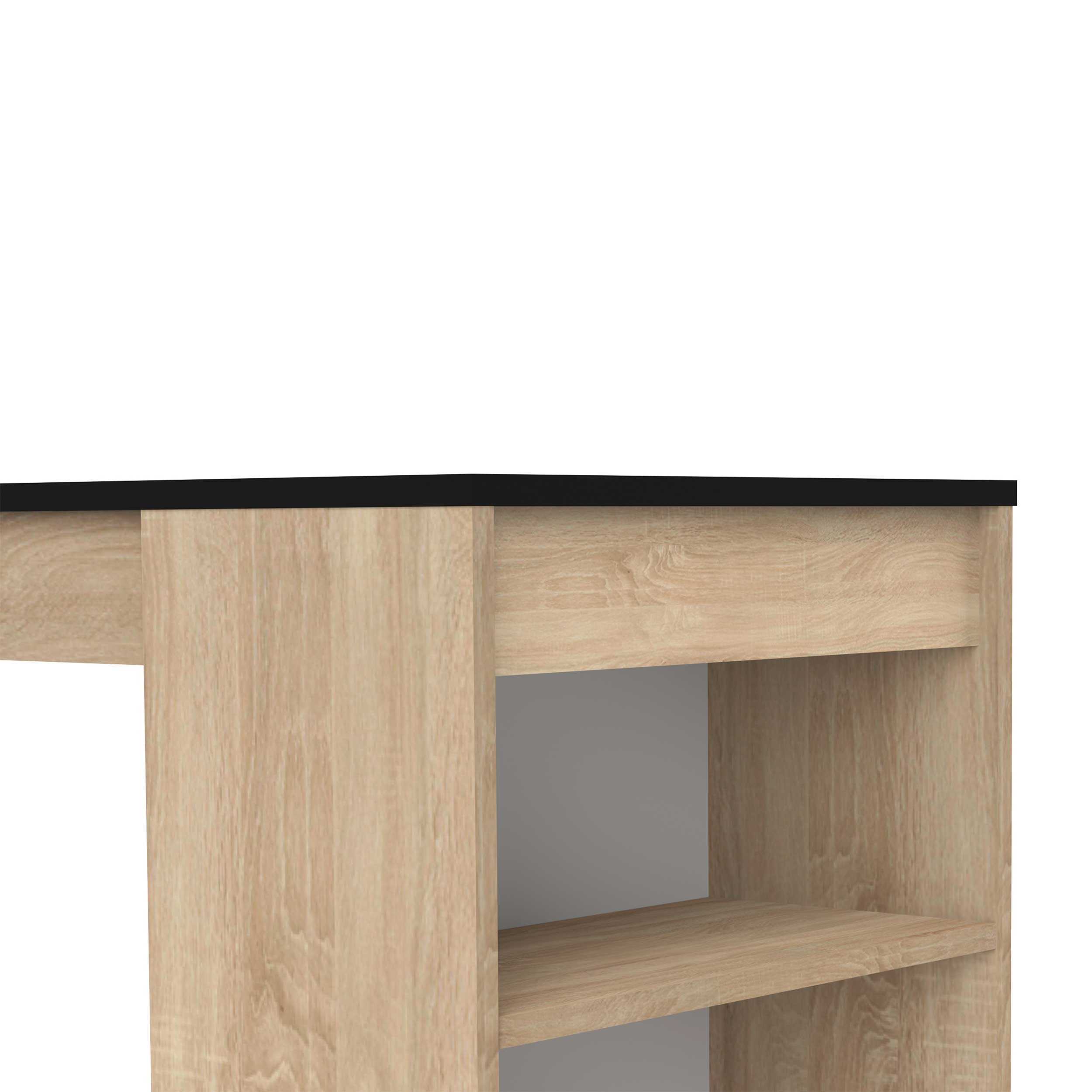 Table de bar Aravis 115x50 avec rangement - chêne/noir - Image 2