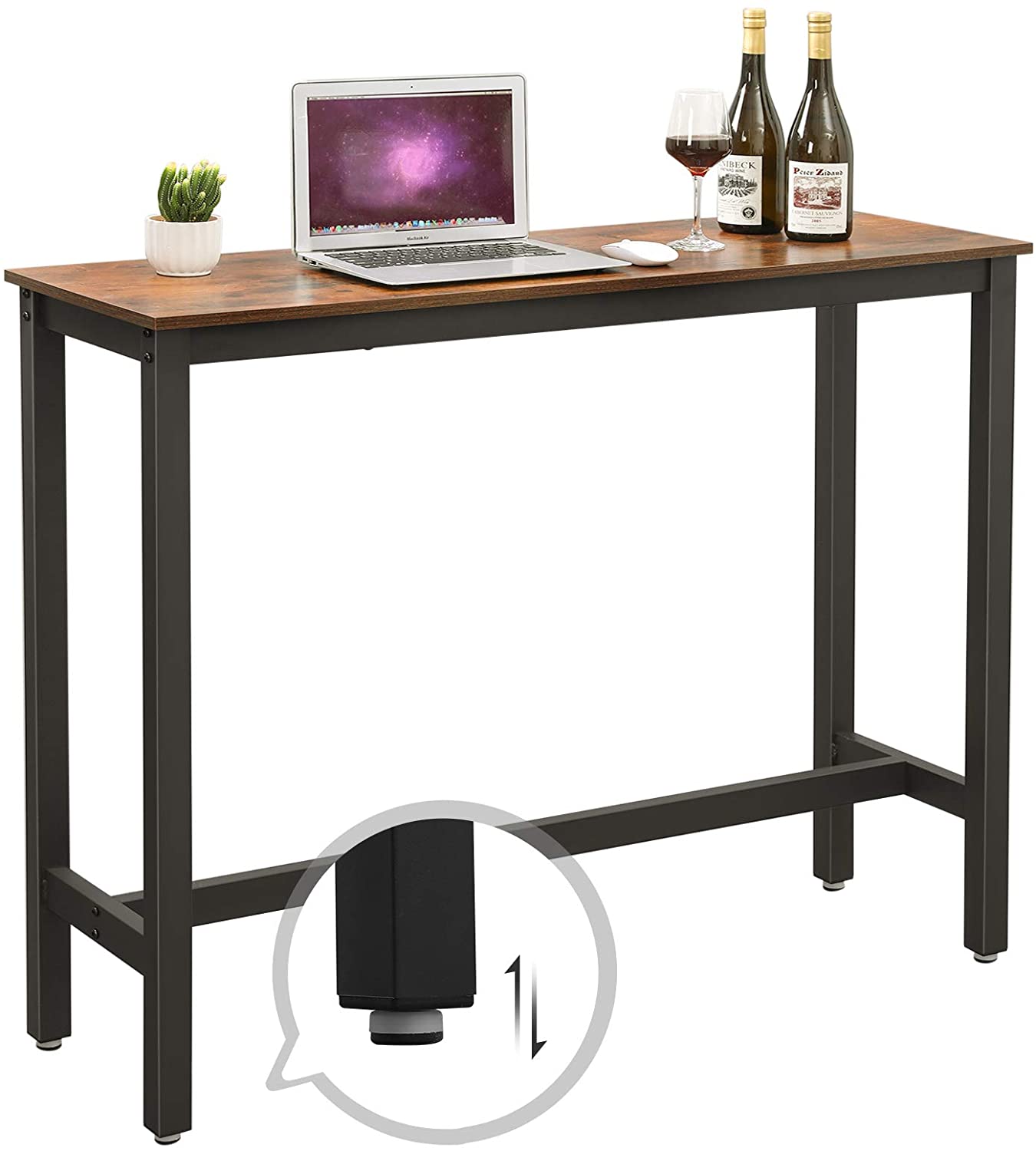 Table de bar Isolde 120x40 industriel - brun/noir - Image 2