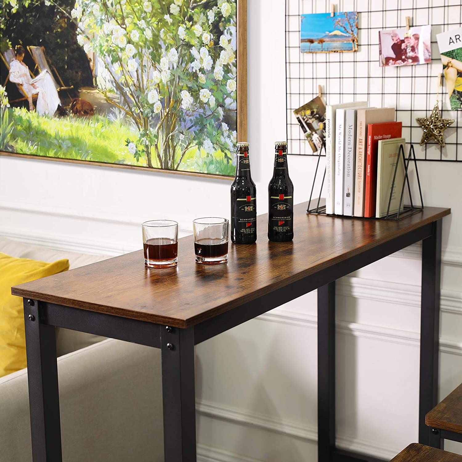 Table de bar Isolde 120x40 industriel - brun/noir - Image 5