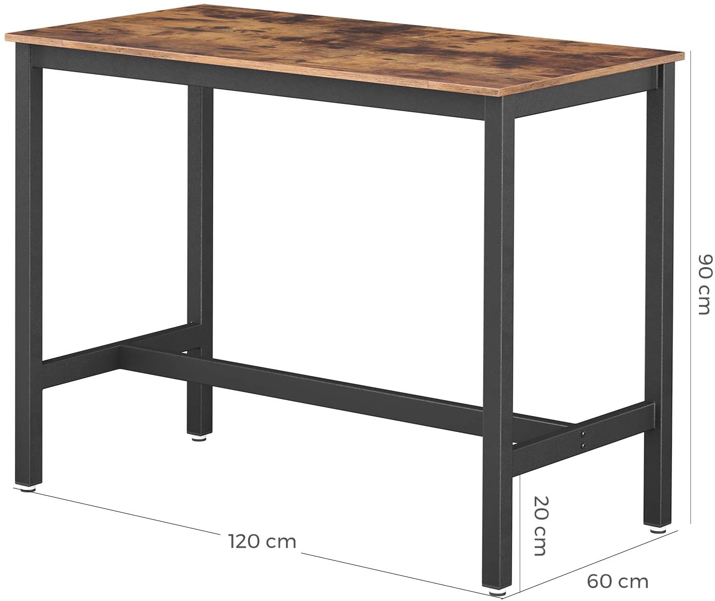 Table de bar Isolde 120x60 industriel - brun/noir - Image 2