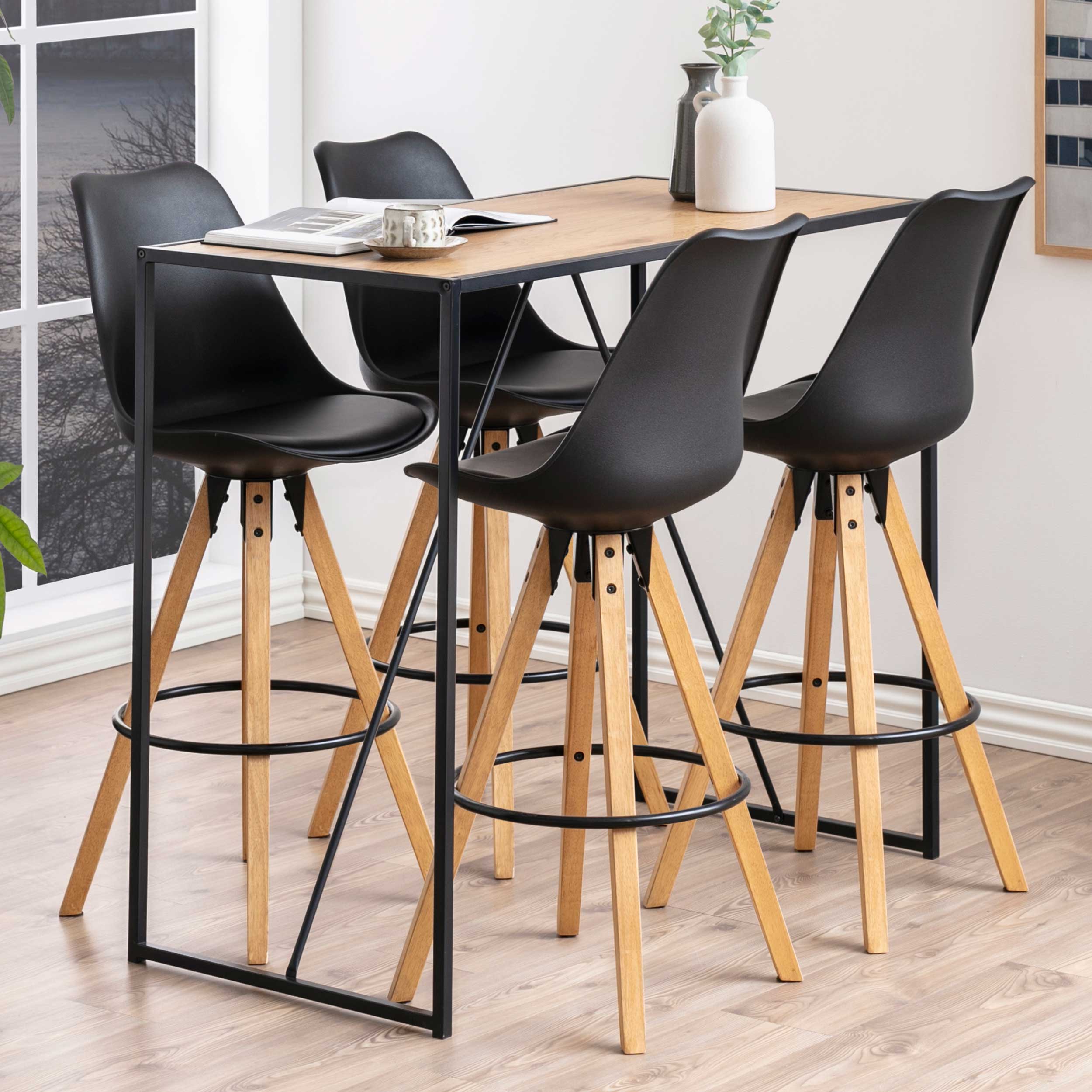 Table de bar Seaford - chêne sauvage/noir - Image 1