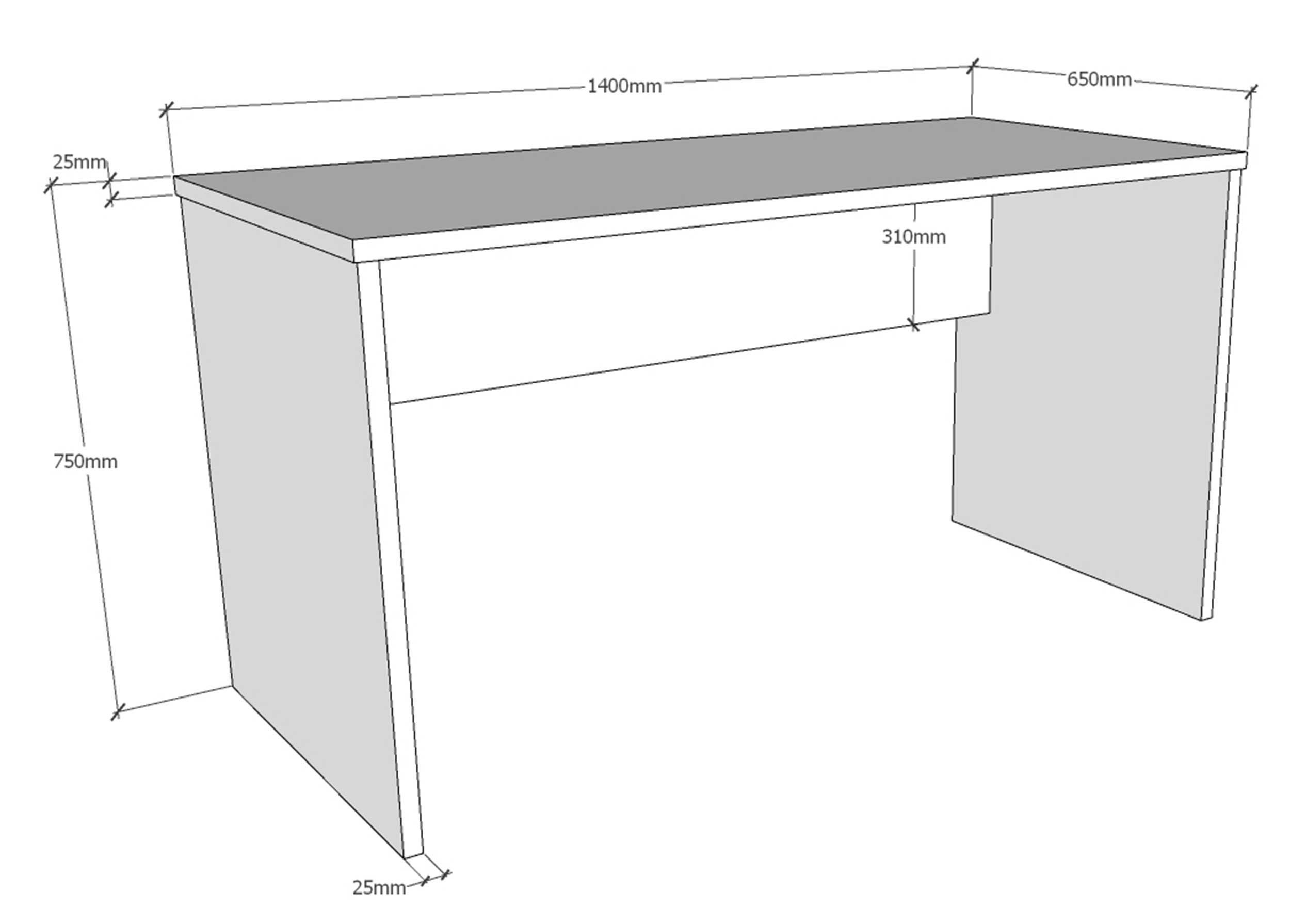 Table de bureau London 140cm - blanc - Image 3