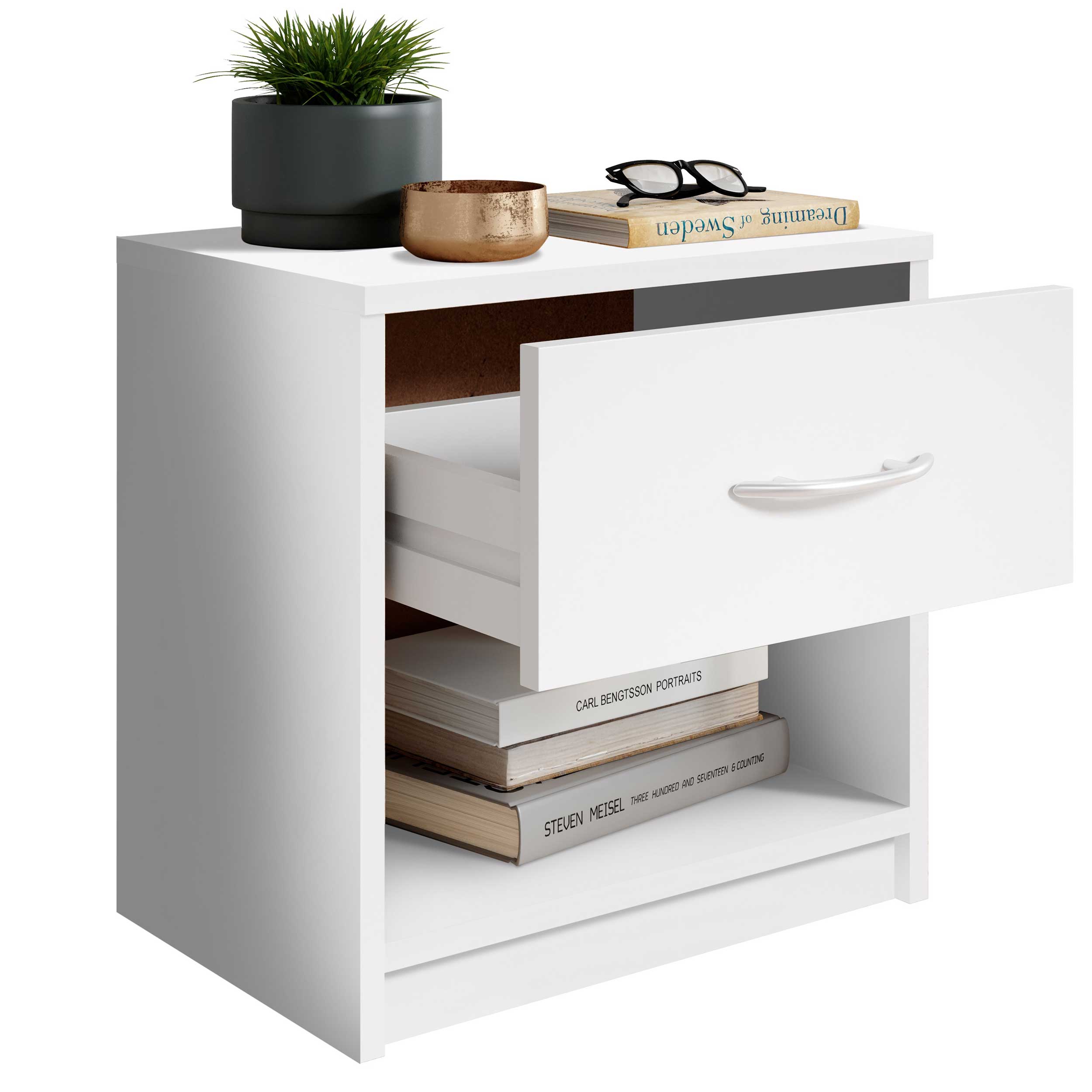 Table de chevet Beppu avec 1 tiroir - blanc - Image 2