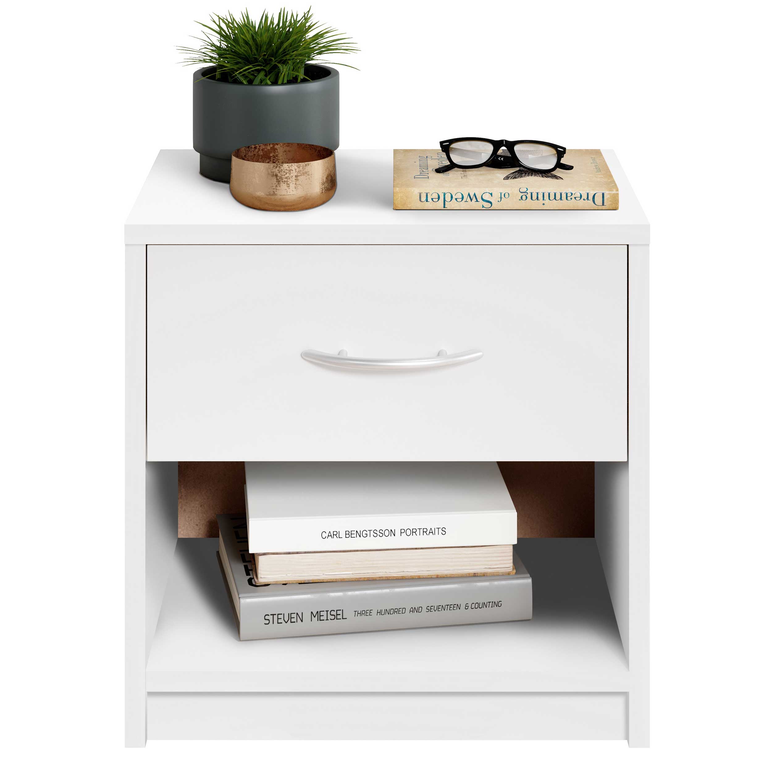 Table de chevet Beppu avec 1 tiroir - blanc - Image 3