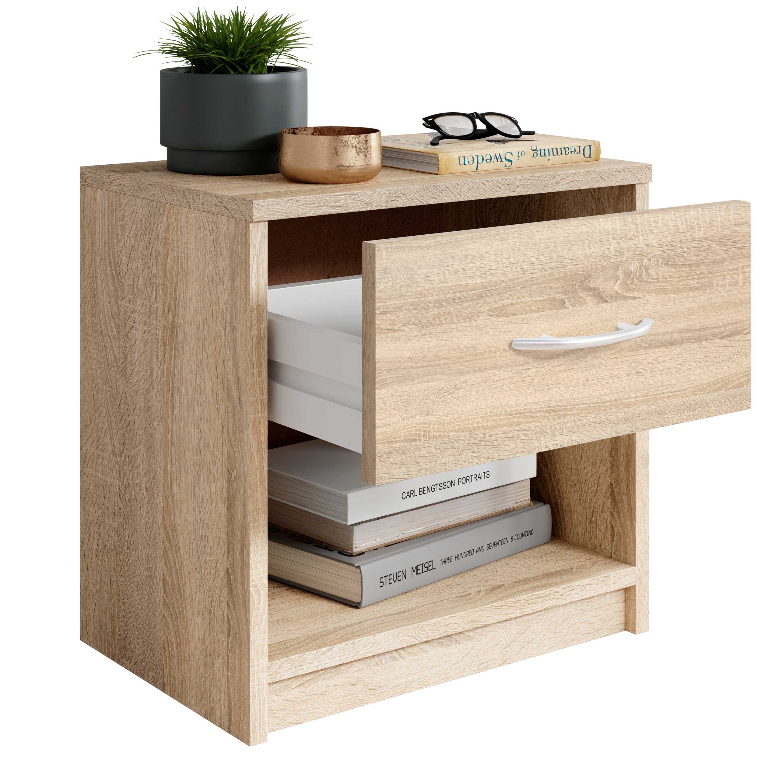 Table de chevet Beppu avec 1 tiroir - chêne sonoma - Image 2