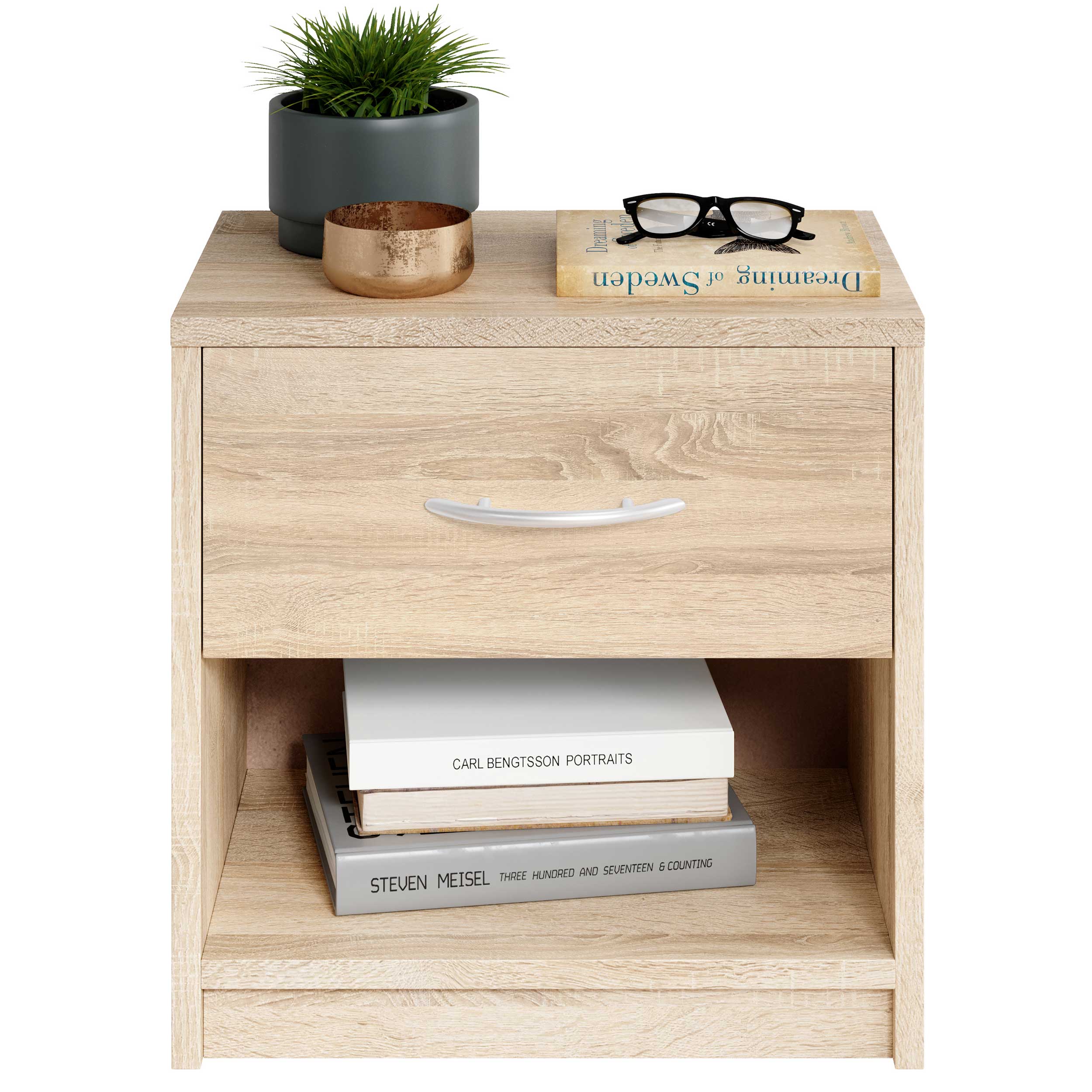 Table de chevet Beppu avec 1 tiroir - chêne sonoma - Image 3