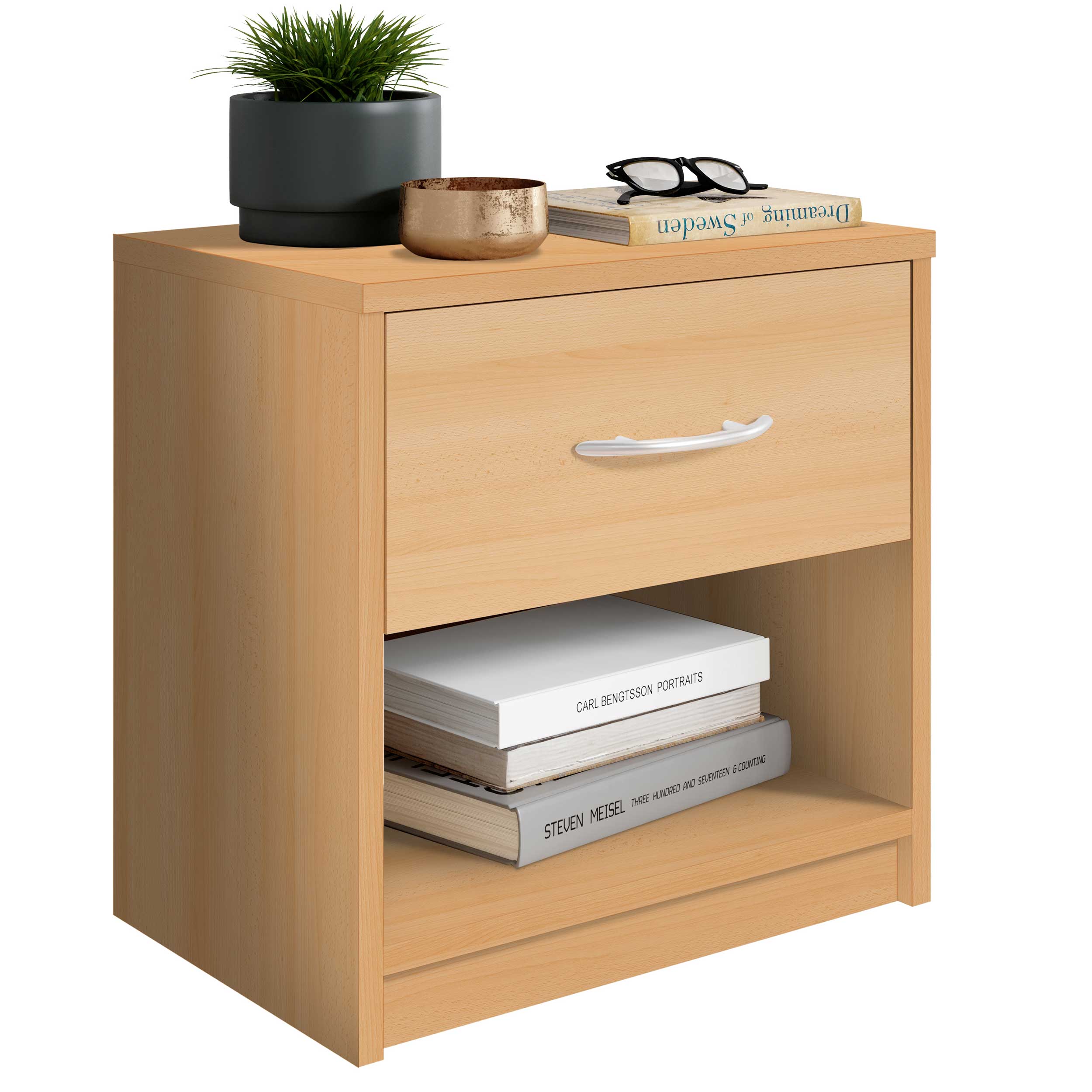 Table de chevet Beppu avec 1 tiroir - hêtre - Image 6