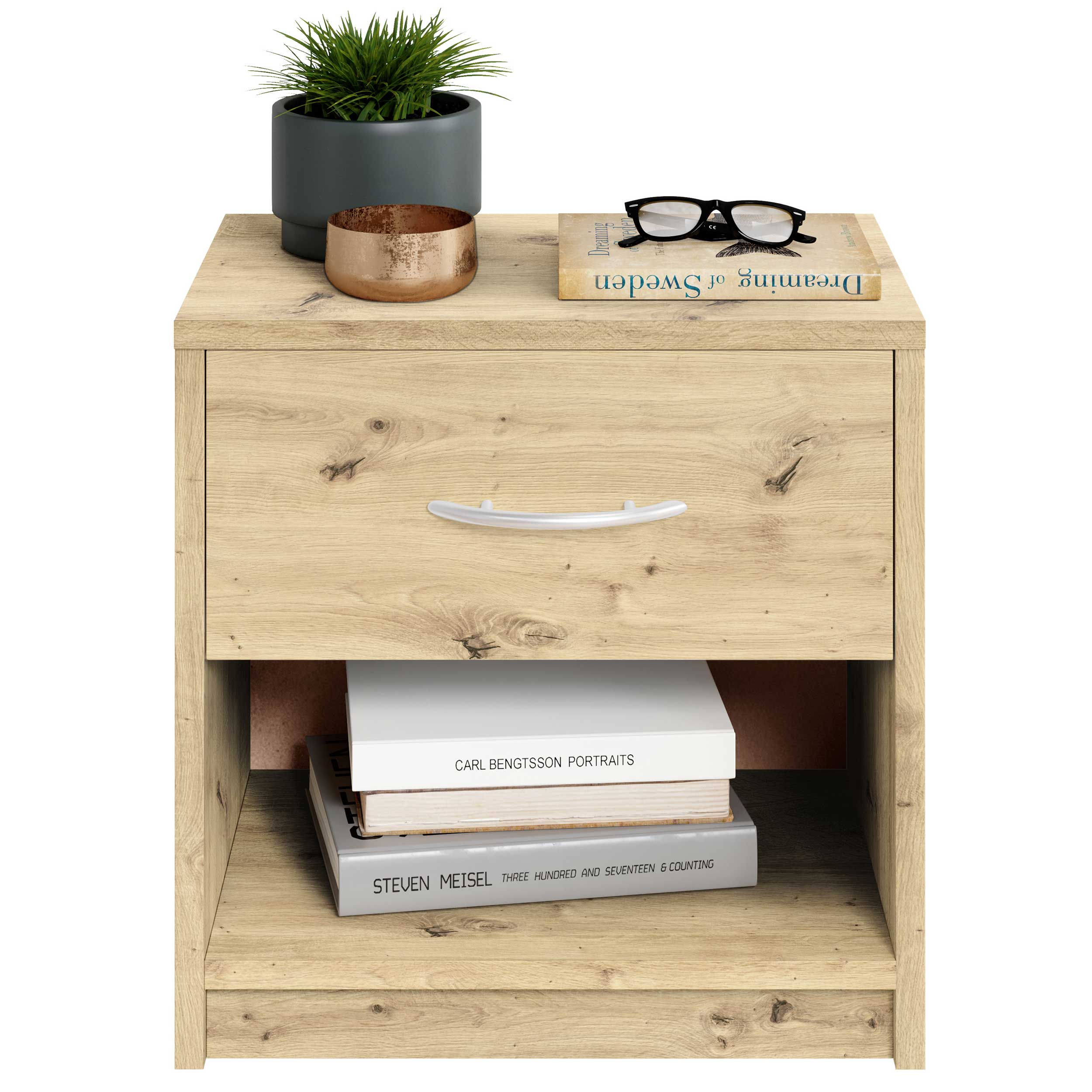 Table de chevet Beppu avec 1 tiroir - vieux chêne - Image 5