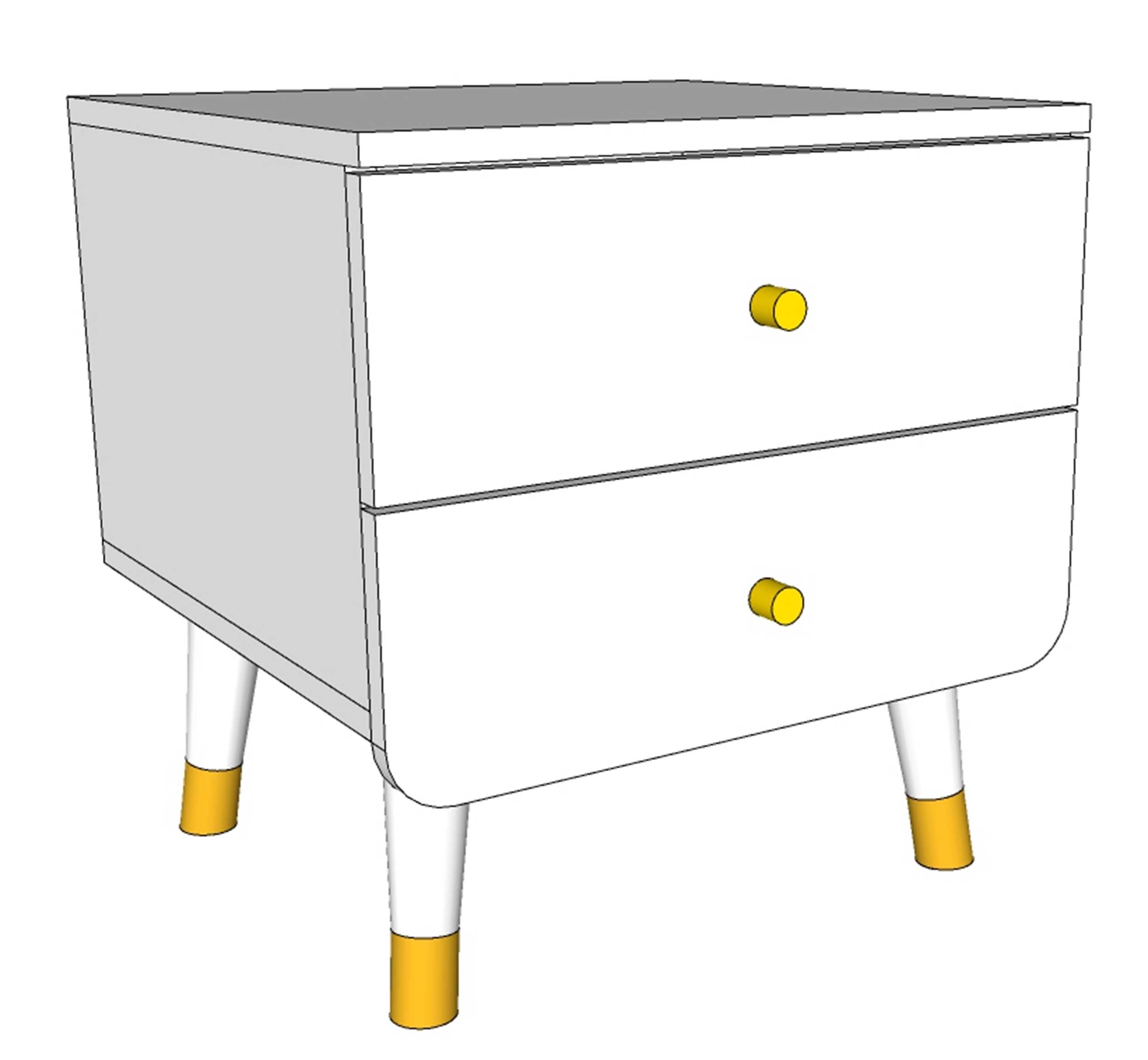 Table de chevet Billy rétro 2 tiroirs - blanc - Image 2