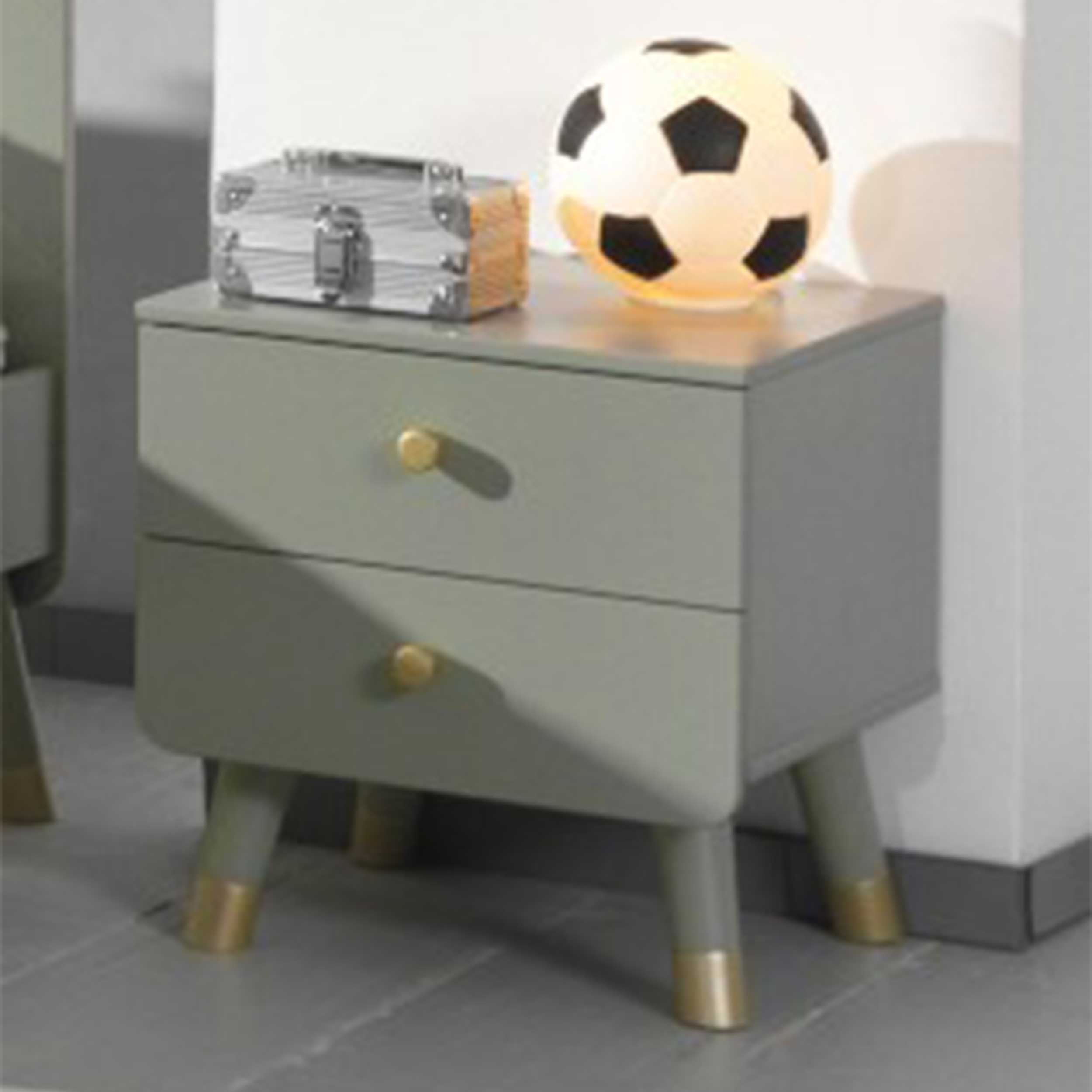 Table de chevet Billy rétro 2 tiroirs - olive