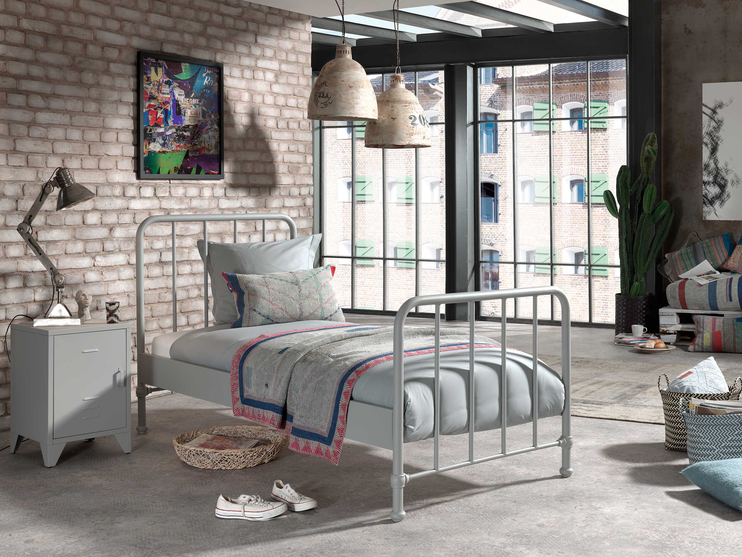 Table de chevet Bronxx Locker en métal  40x60 - gris mat - Image 5