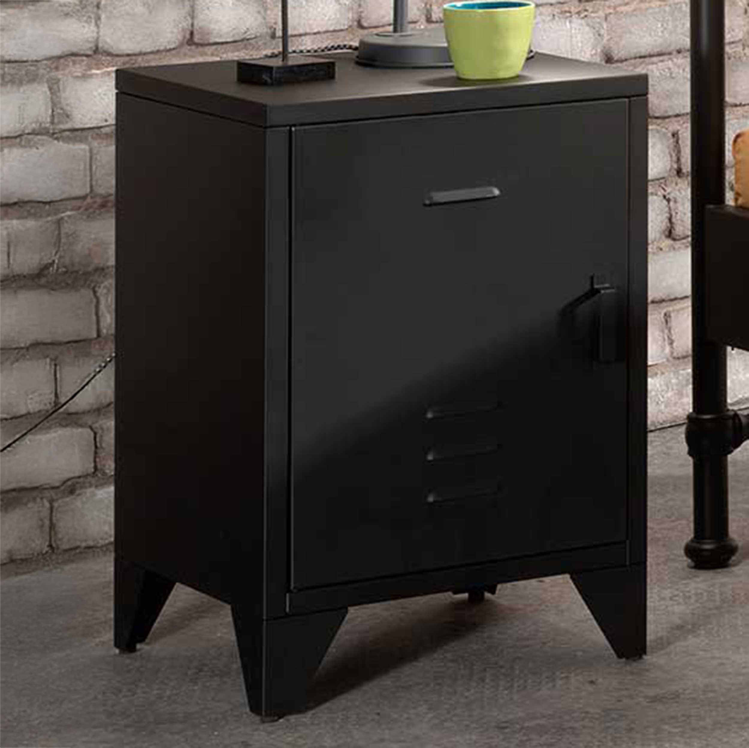 Table de chevet Bronxx Locker en métal  40x60 - noir mat