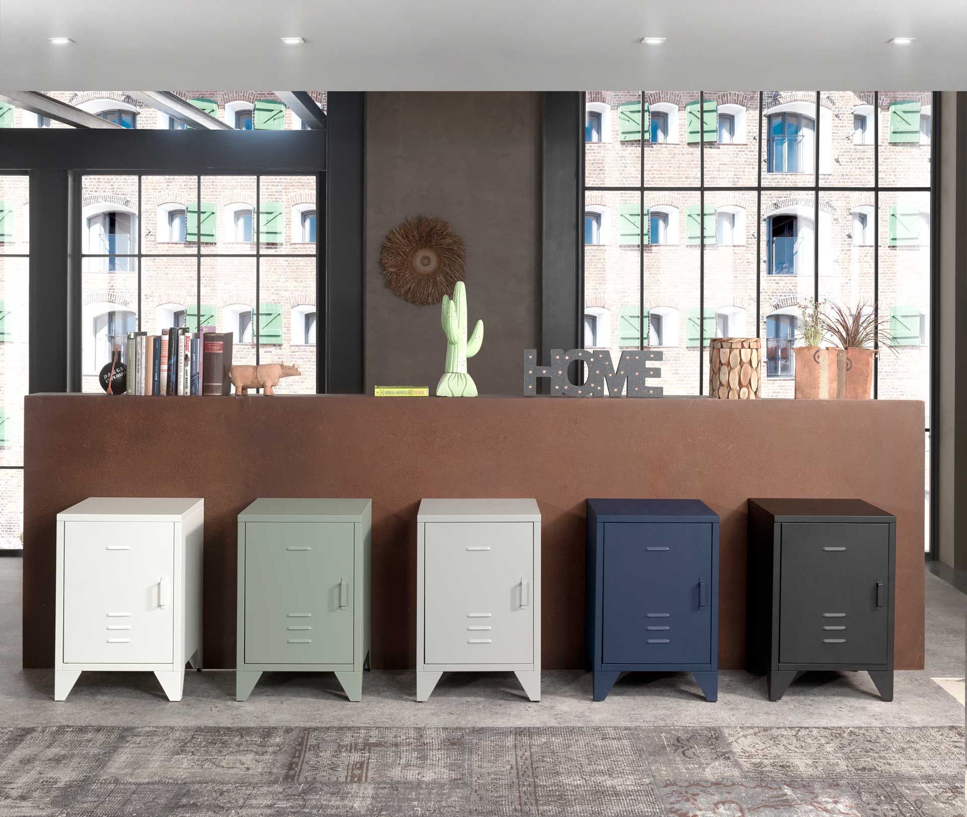 Table de chevet Bronxx Locker en métal  40x60 - vert olive mat - Image 2