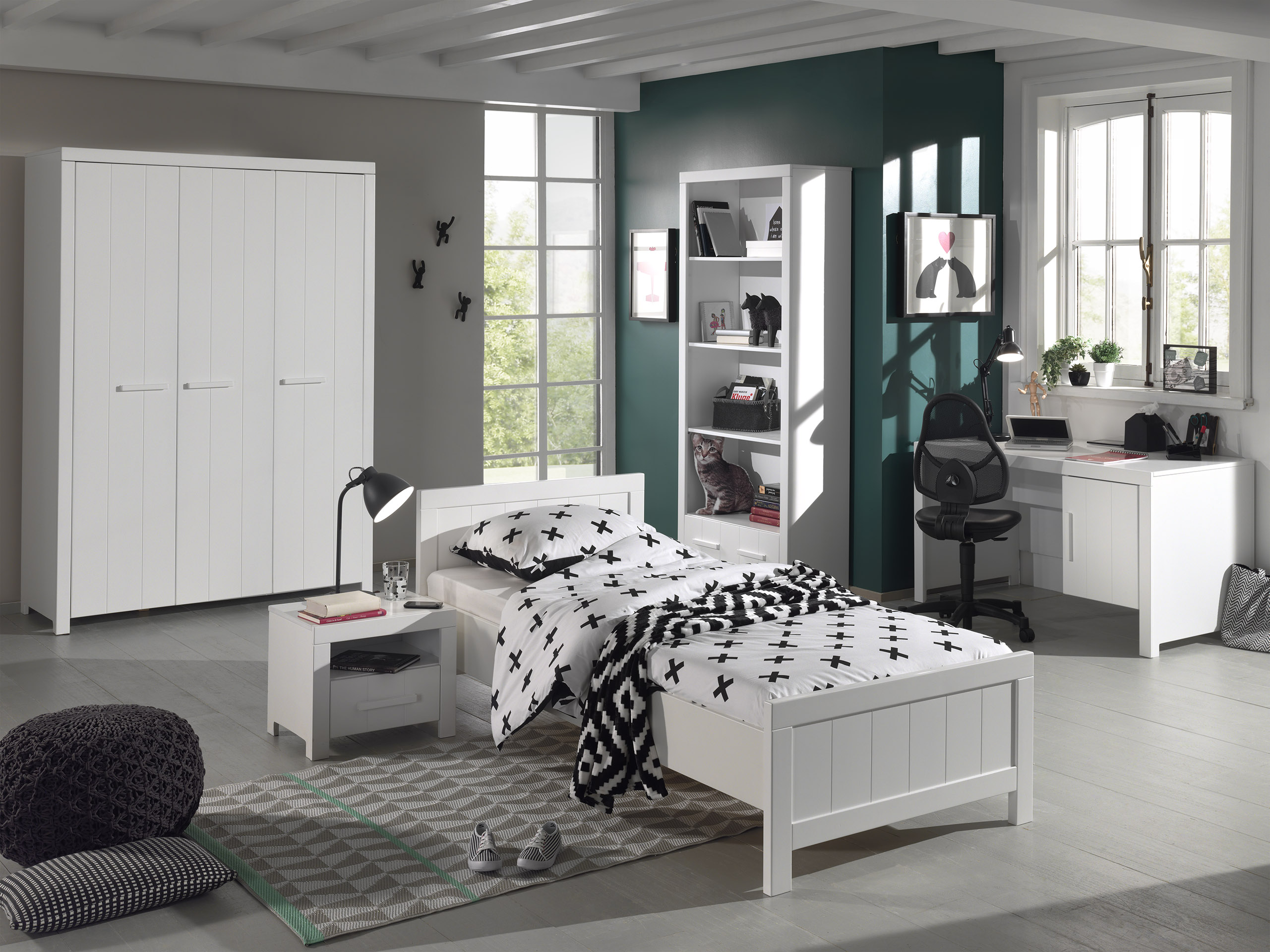 Table de chevet Erik avec tiroir bois pin - blanc - Image 5