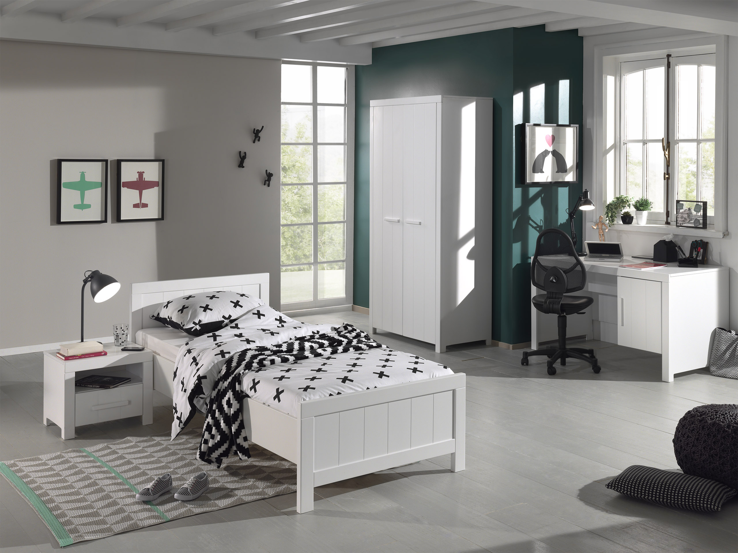 Table de chevet Erik avec tiroir bois pin - blanc - Image 6