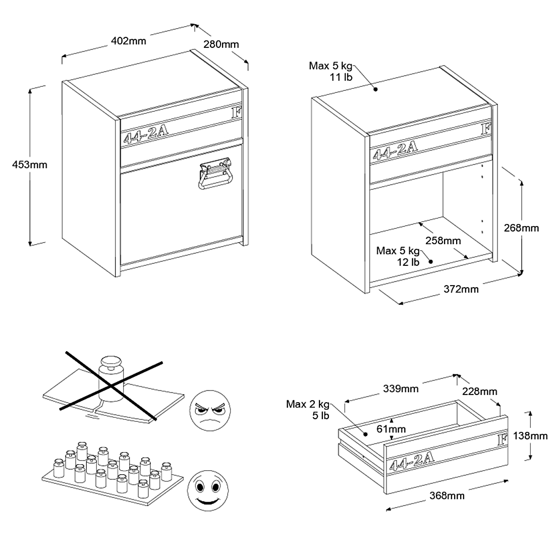 Table de chevet Fabien industriel - beige/gris - Image 2