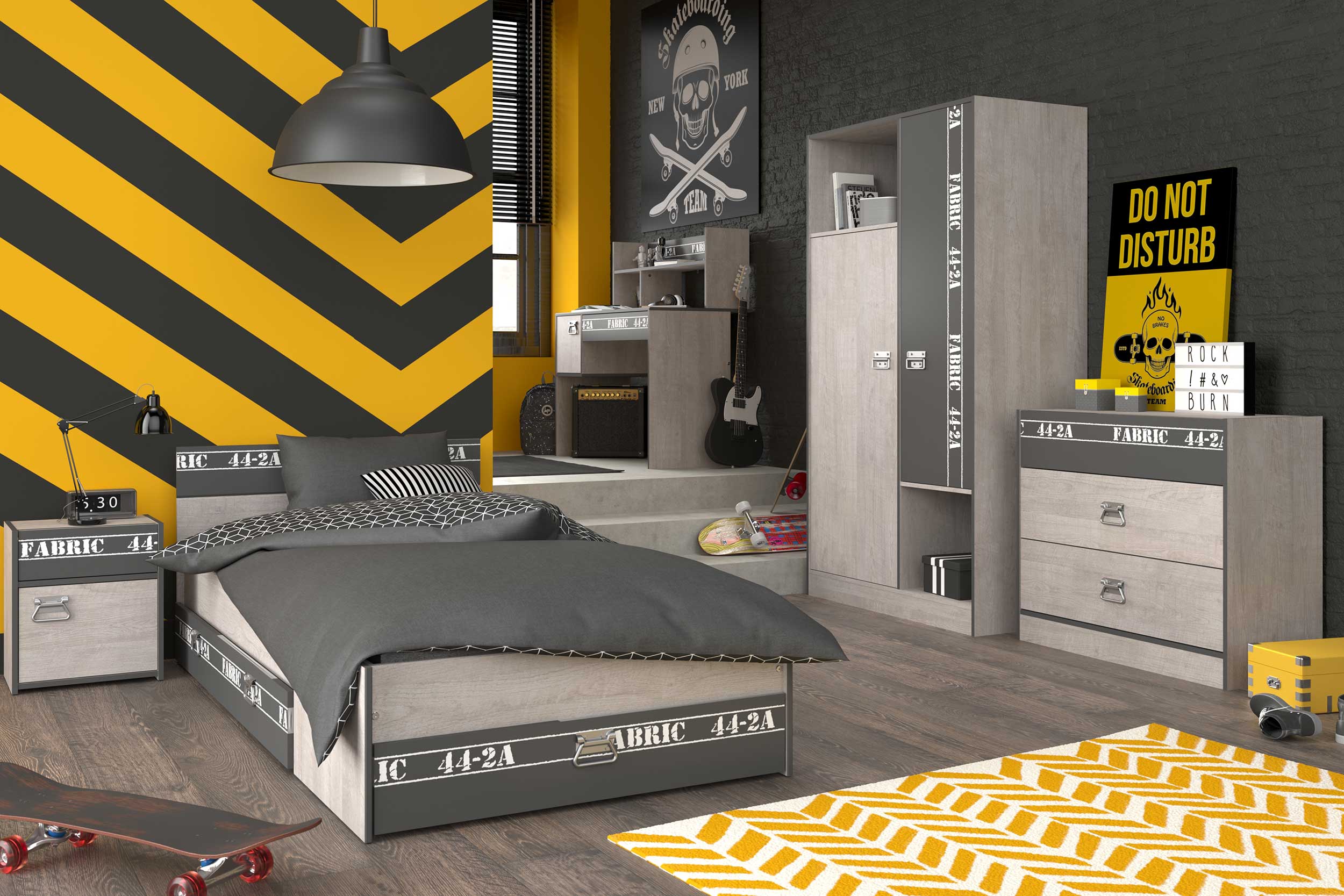 Table de chevet Fabien industriel - beige/gris - Image 6