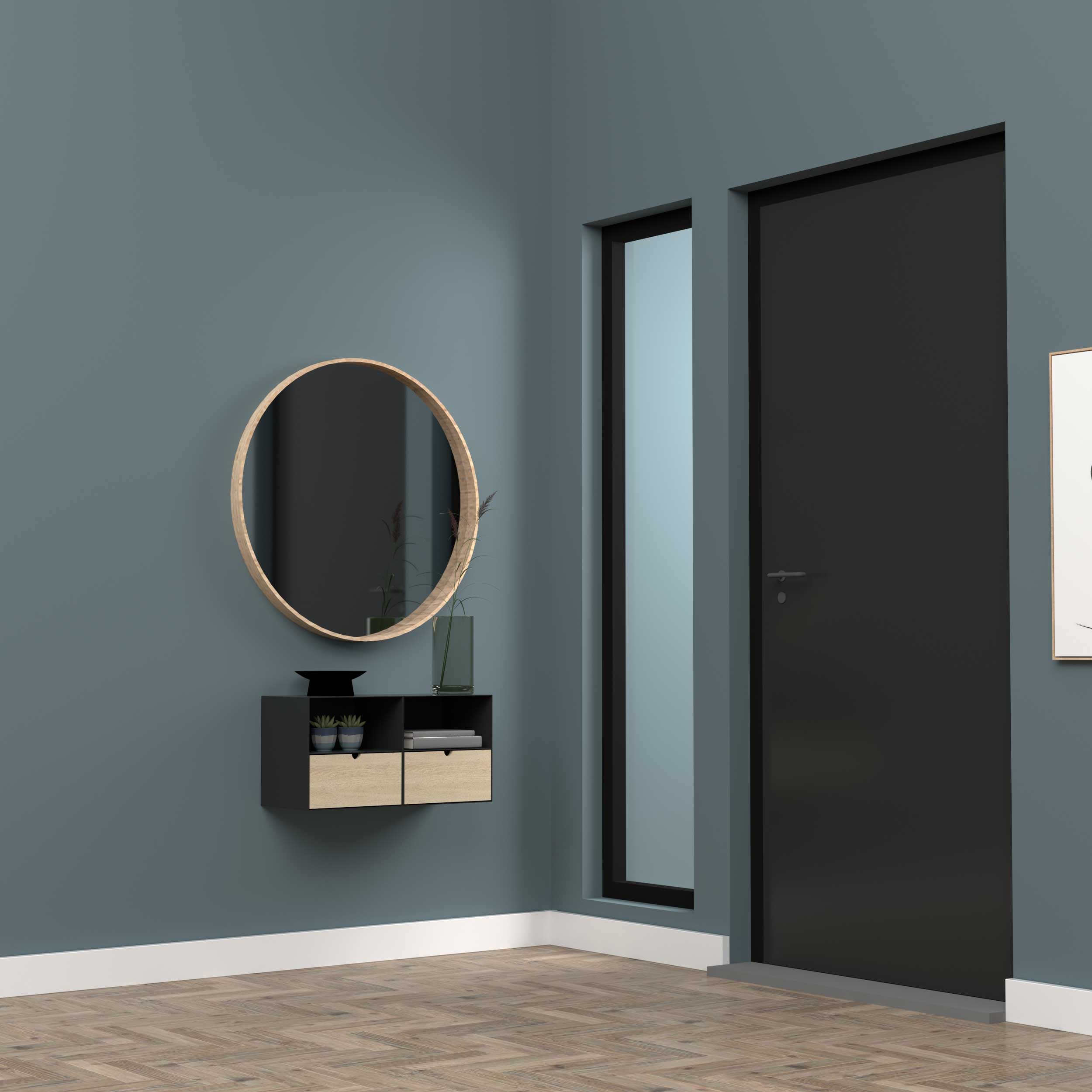 Table de chevet flottante Jolie 1 tiroir - noir/bambou - Image 10