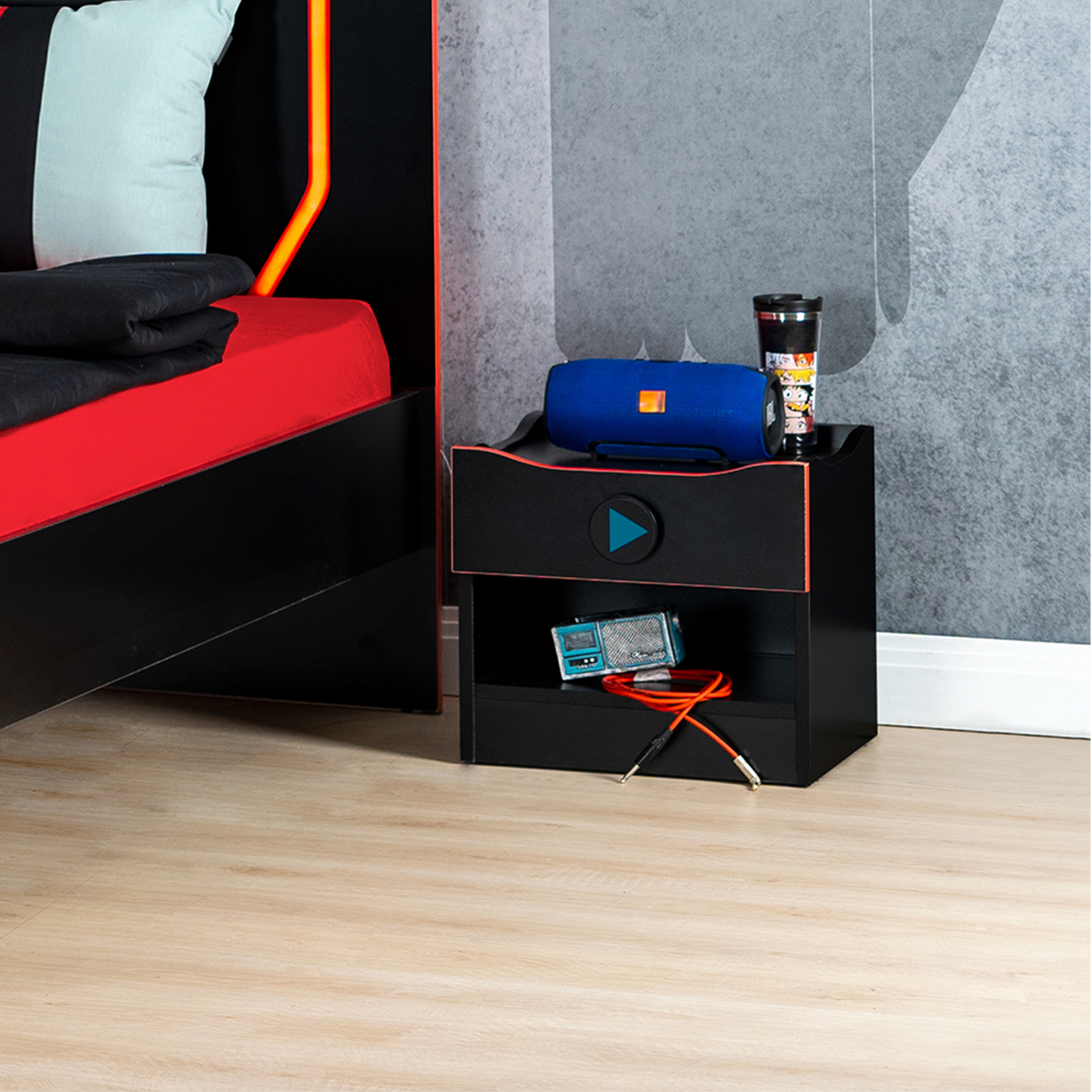 Table de chevet GamingKids - noir/rouge - Image 1