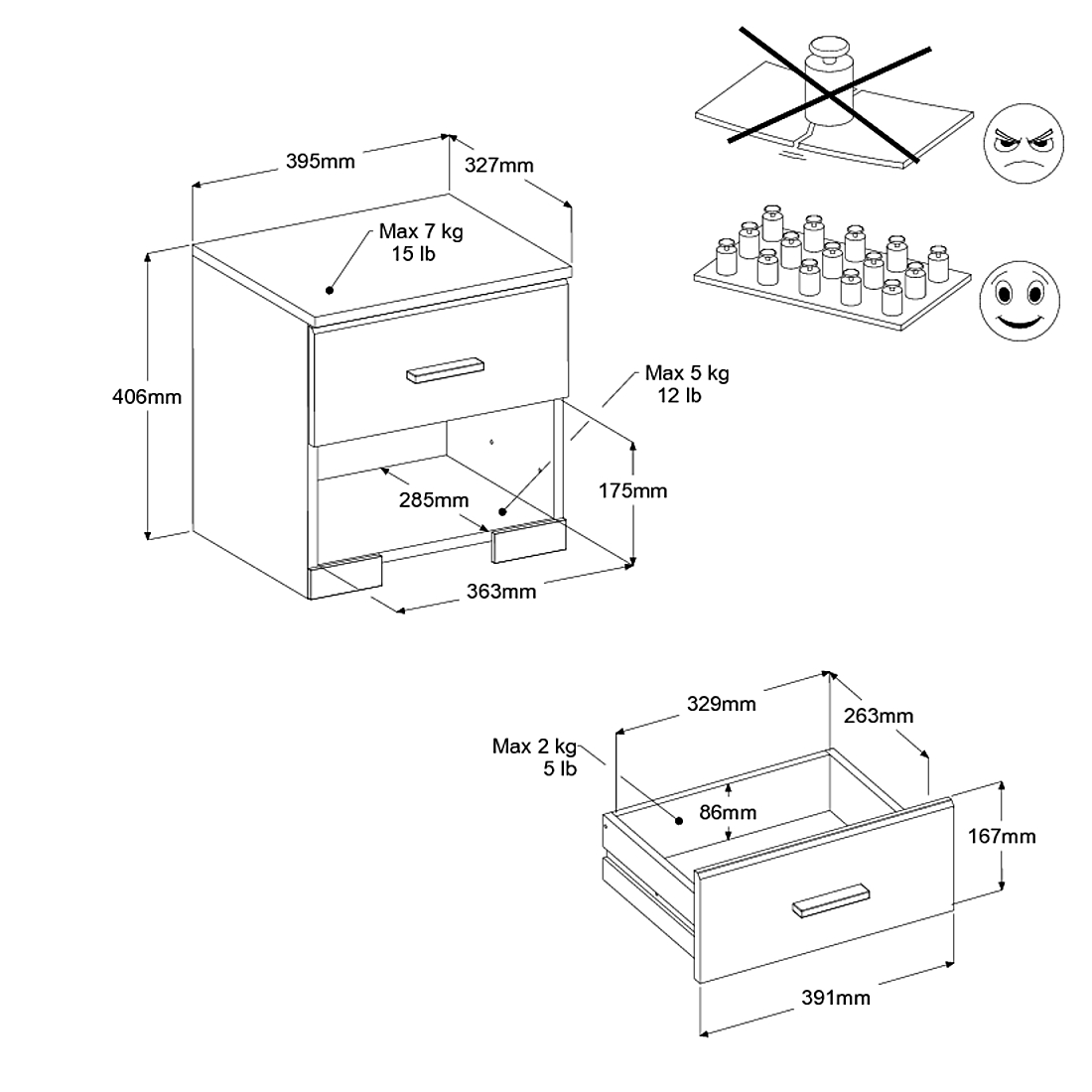 Table de chevet Gemma 1 tiroir - blanc - Image 4