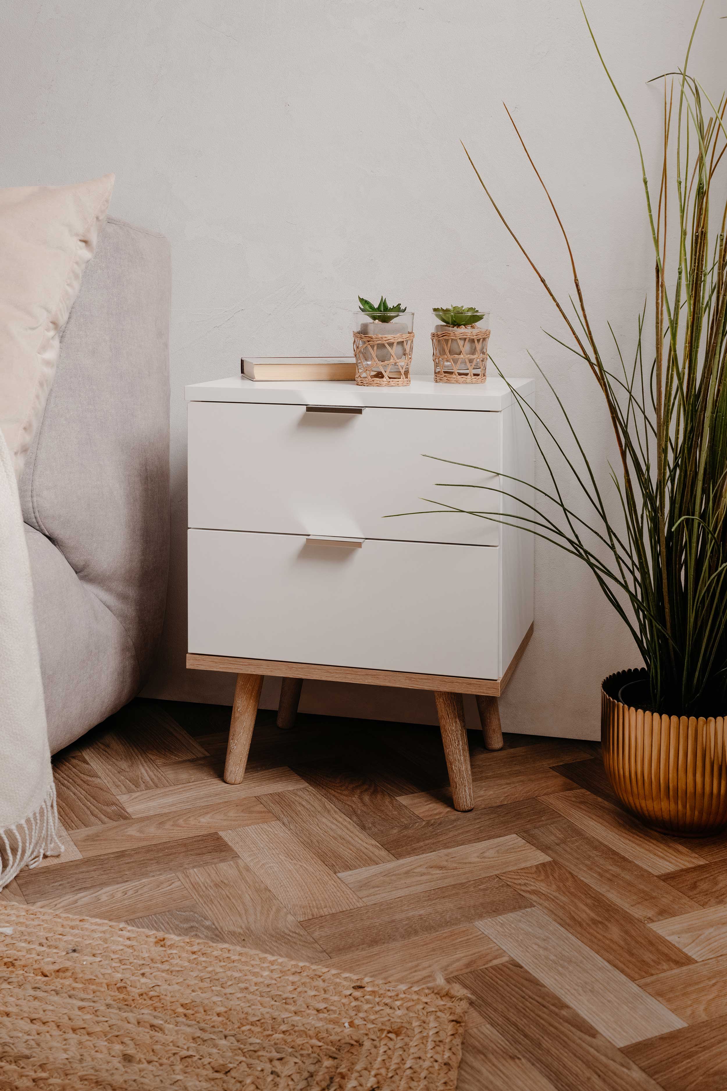 Table de chevet Göteborg 40cm 2 tiroirs - blanc - Image 11