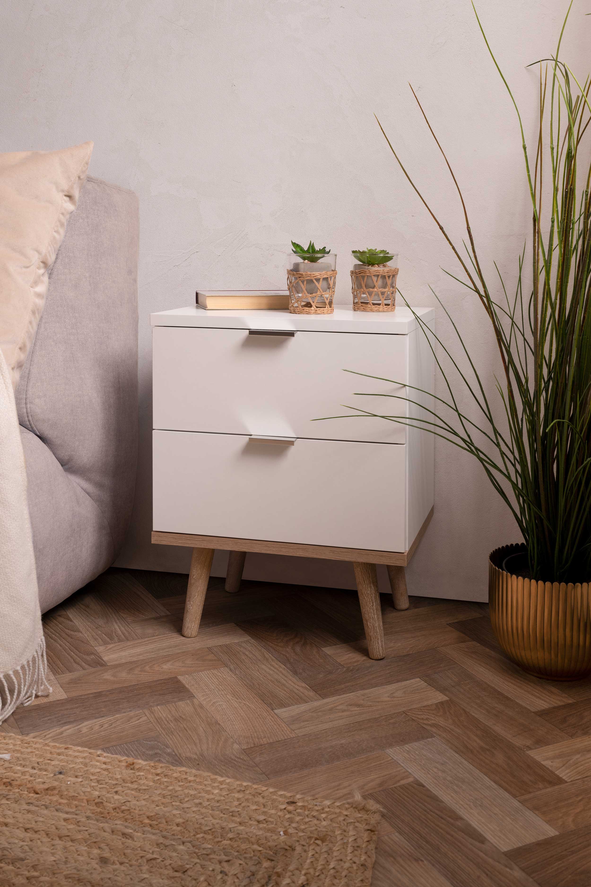 Table de chevet Göteborg 40cm 2 tiroirs - blanc - Image 10