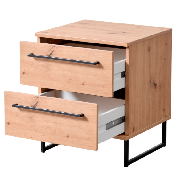 Table de chevet Hoggas avec deux tiroirs - chêne/noir - Image 5