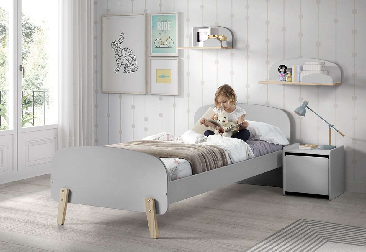 Table de chevet Kiddy avec espace de rangement - gris clair - Image 6