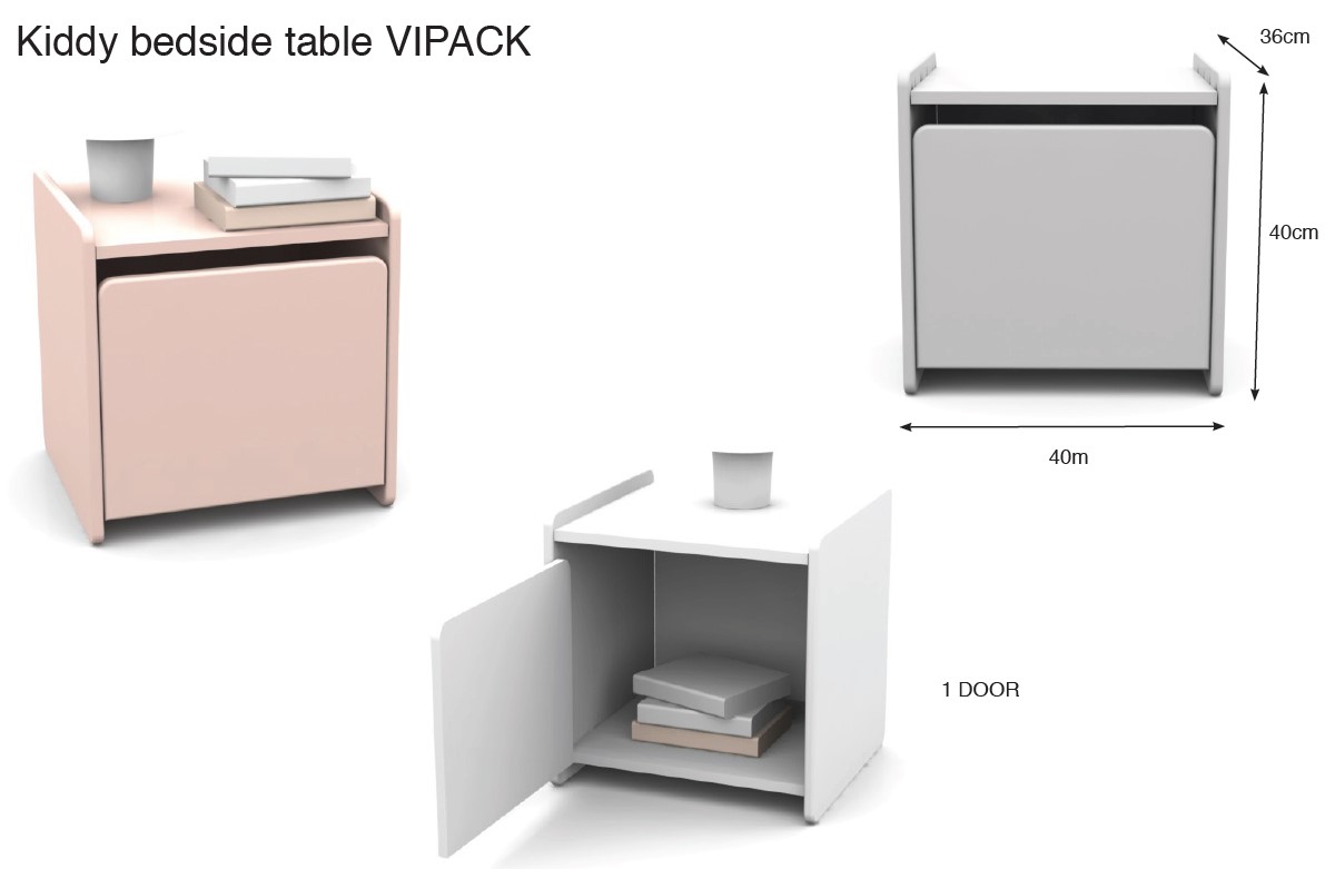 Table de chevet Kiddy avec espace de rangement - rose - Image 2