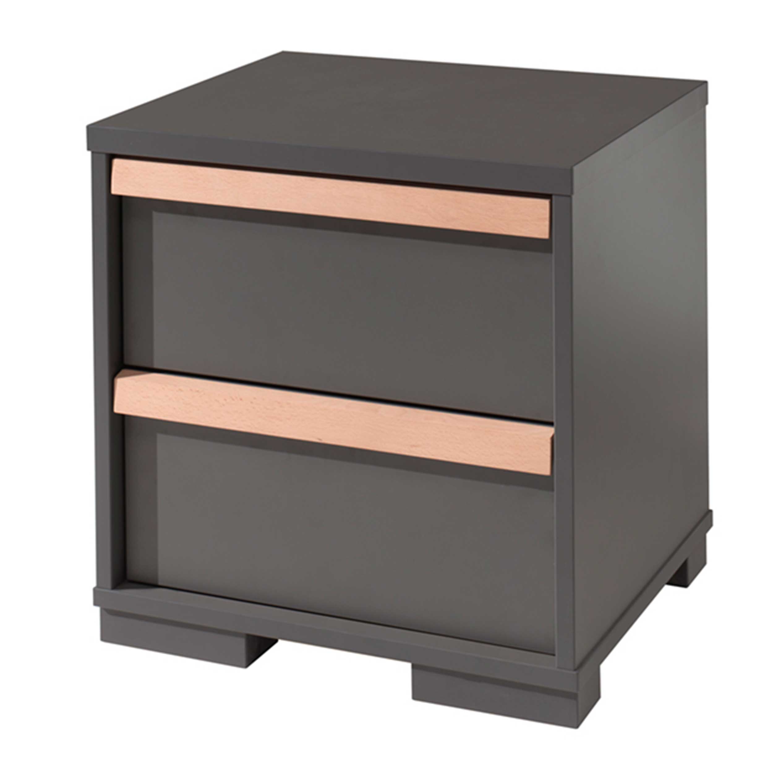 Table de chevet London 2 tiroirs - anthracite