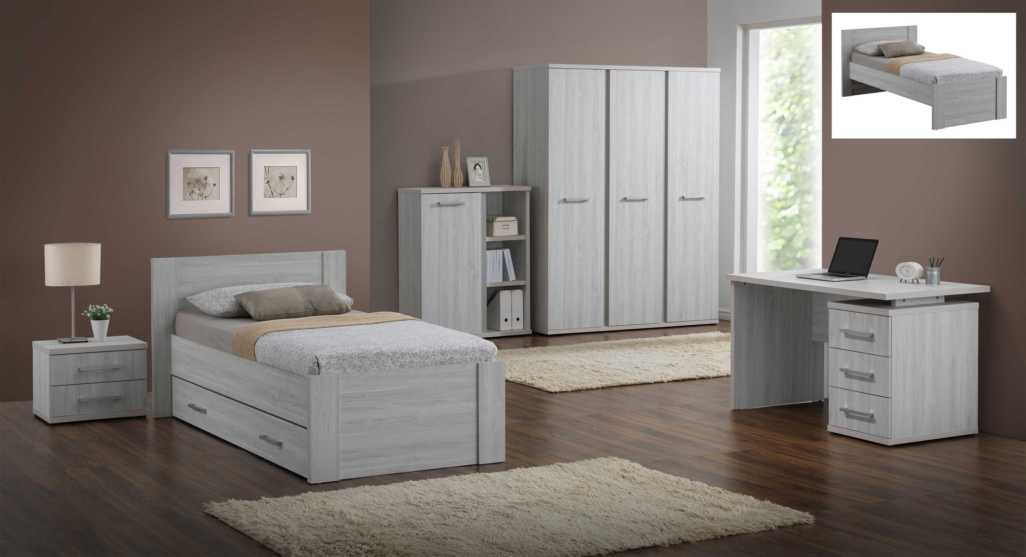 Table de chevet Maud avec 2 tiroirs - chêne gris - Image 5