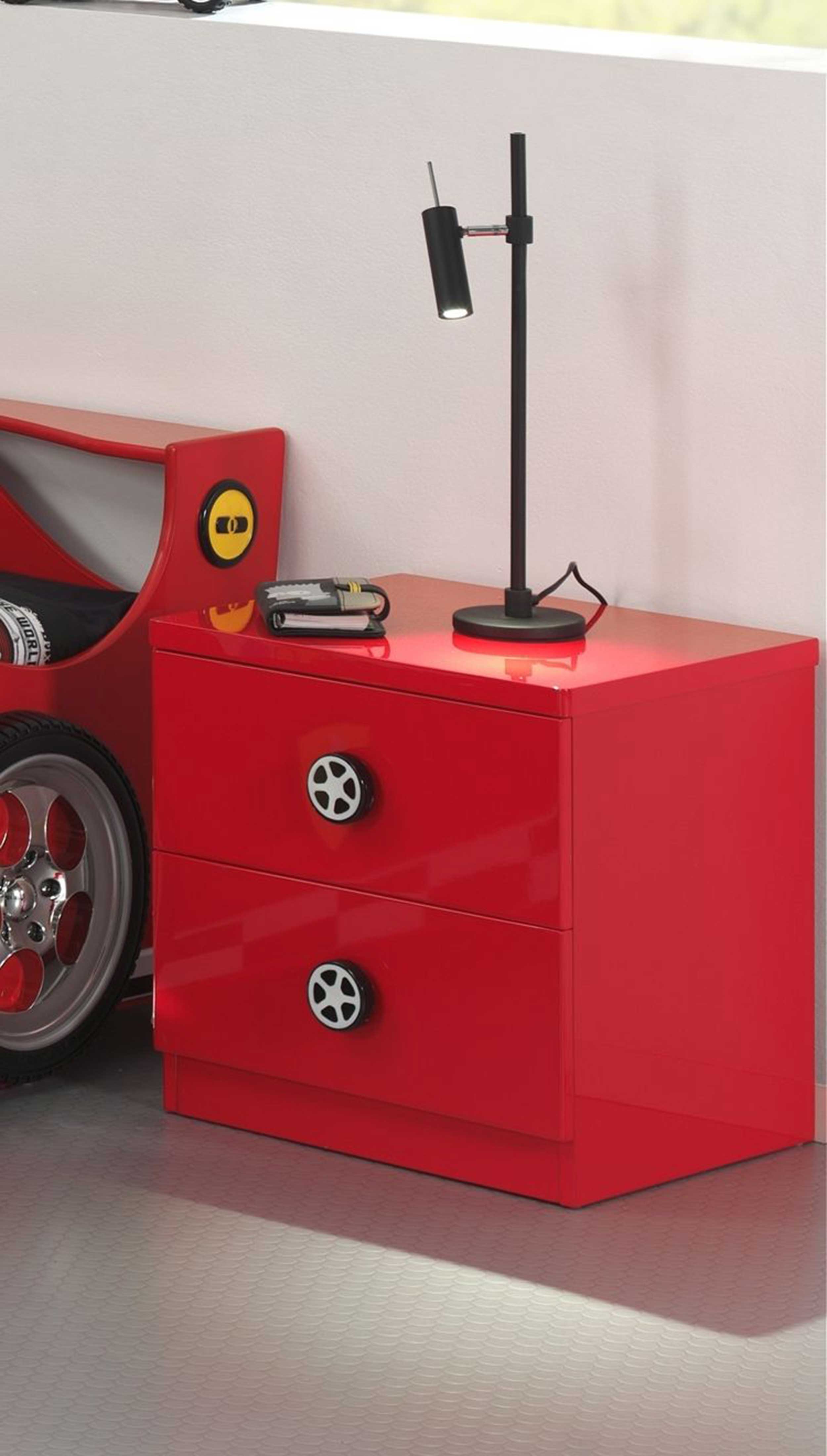 Table de chevet Monza avec deux tiroirs - rouge - Image 3