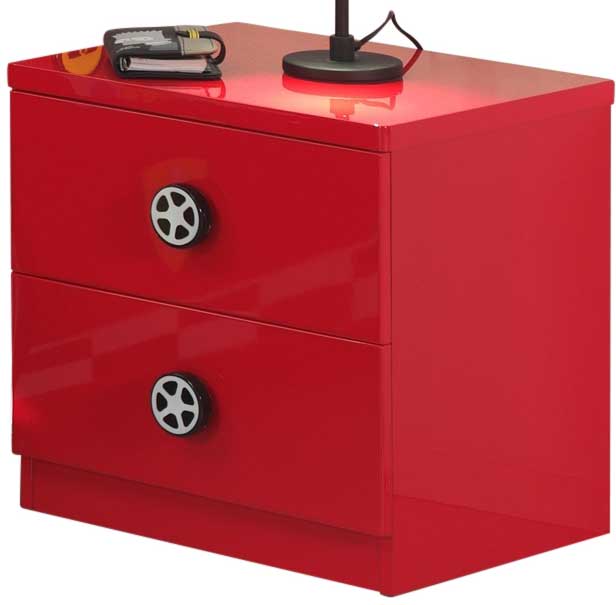 Table de chevet Monza avec deux tiroirs - rouge - Image 4