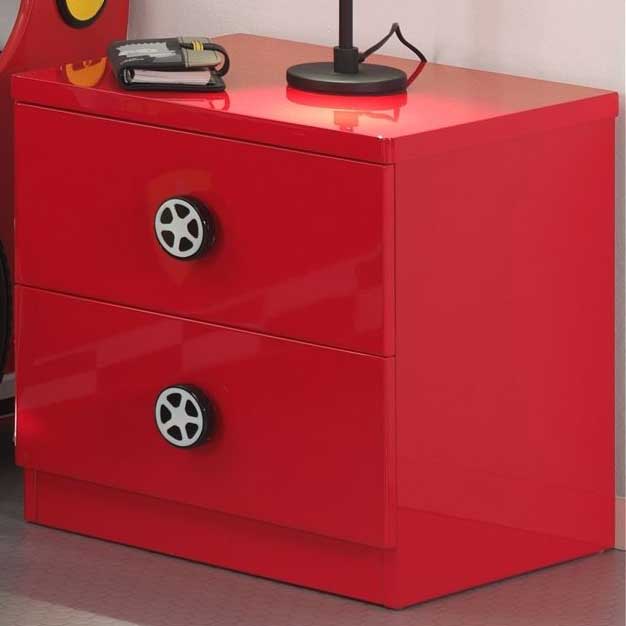 Table de chevet Monza avec deux tiroirs - rouge