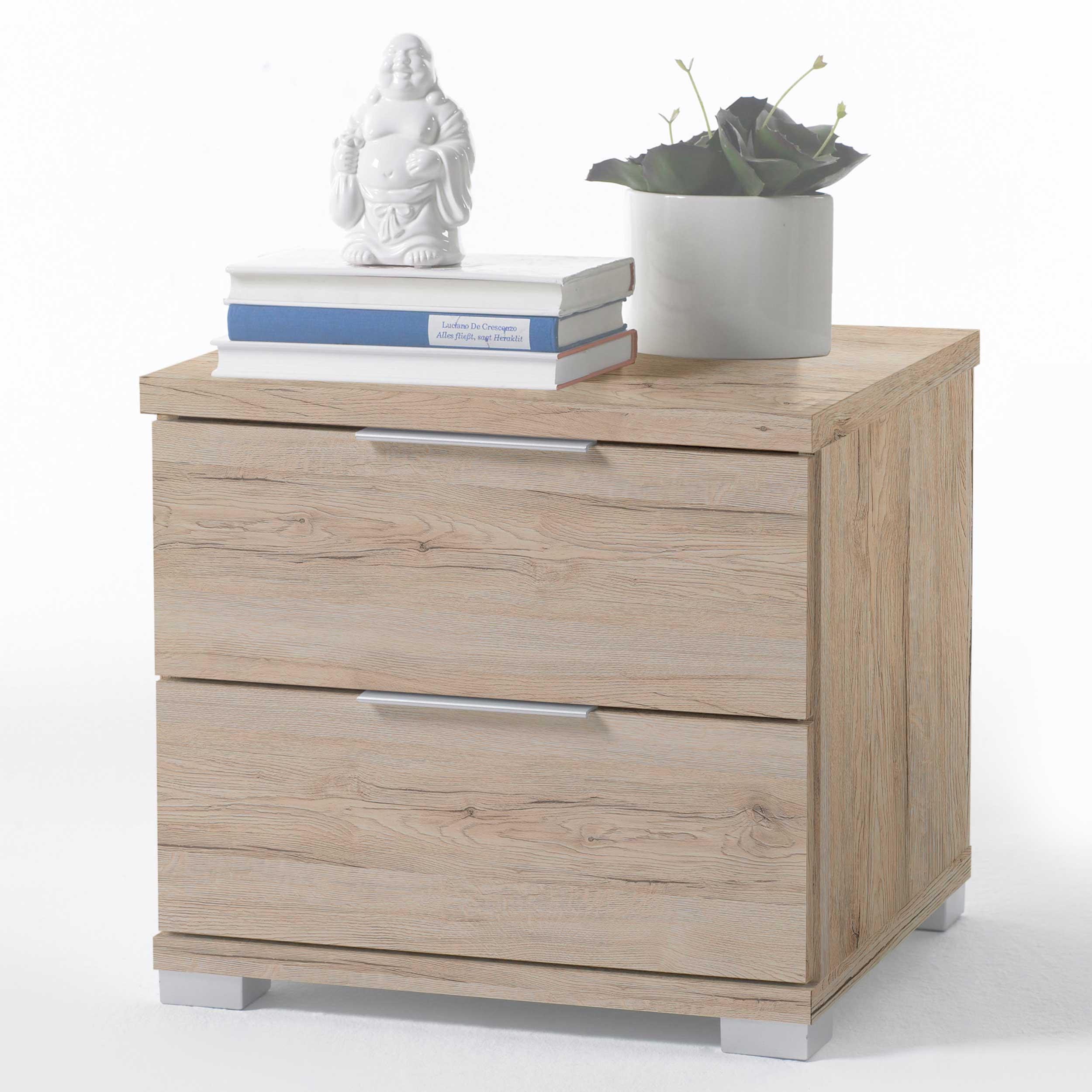 Table de chevet Nacho 46cm avec 2 tiroirs - chêne san remo - Image 2