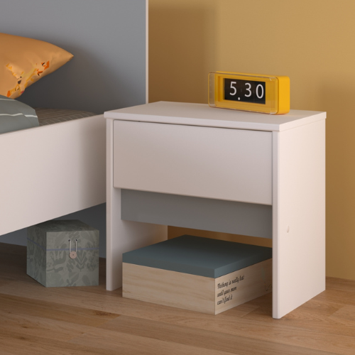 Table de chevet Rue avec 1 tiroir - blanc/gris ou blanc/rose - Image 1