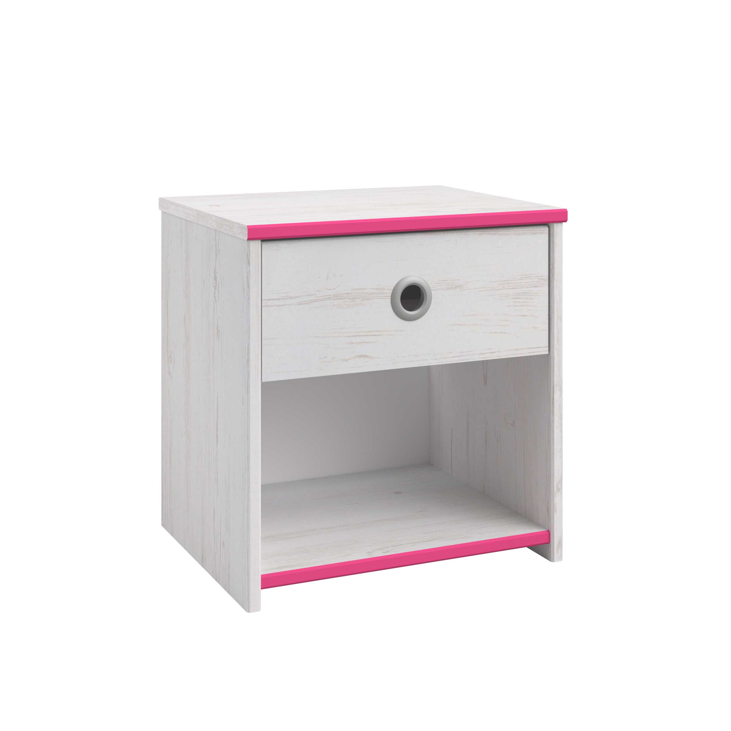 Table de chevet Smiley 1 tiroir - blanc/rose ou blanc/bleu - Image 11