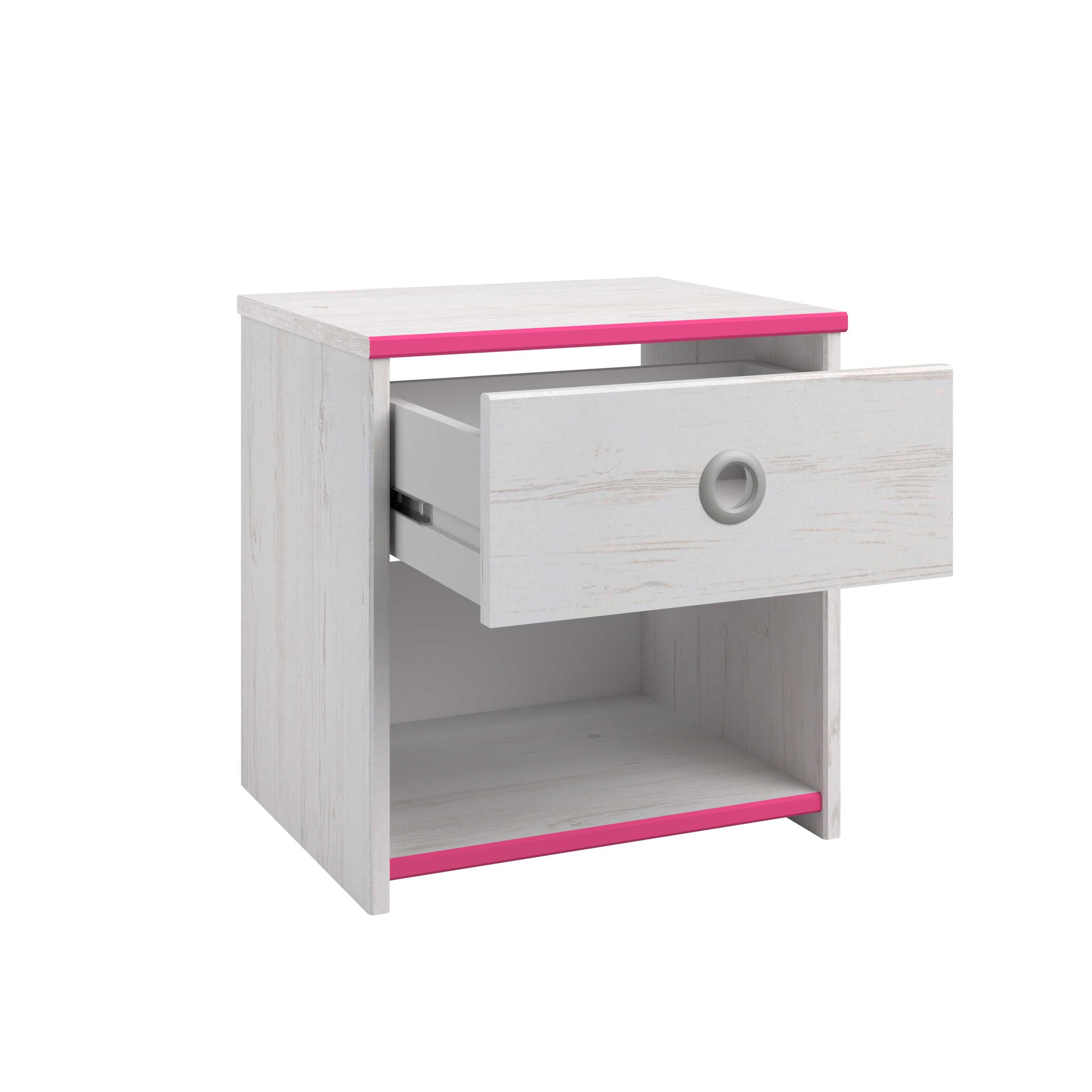 Table de chevet Smiley 1 tiroir - blanc/rose ou blanc/bleu - Image 4