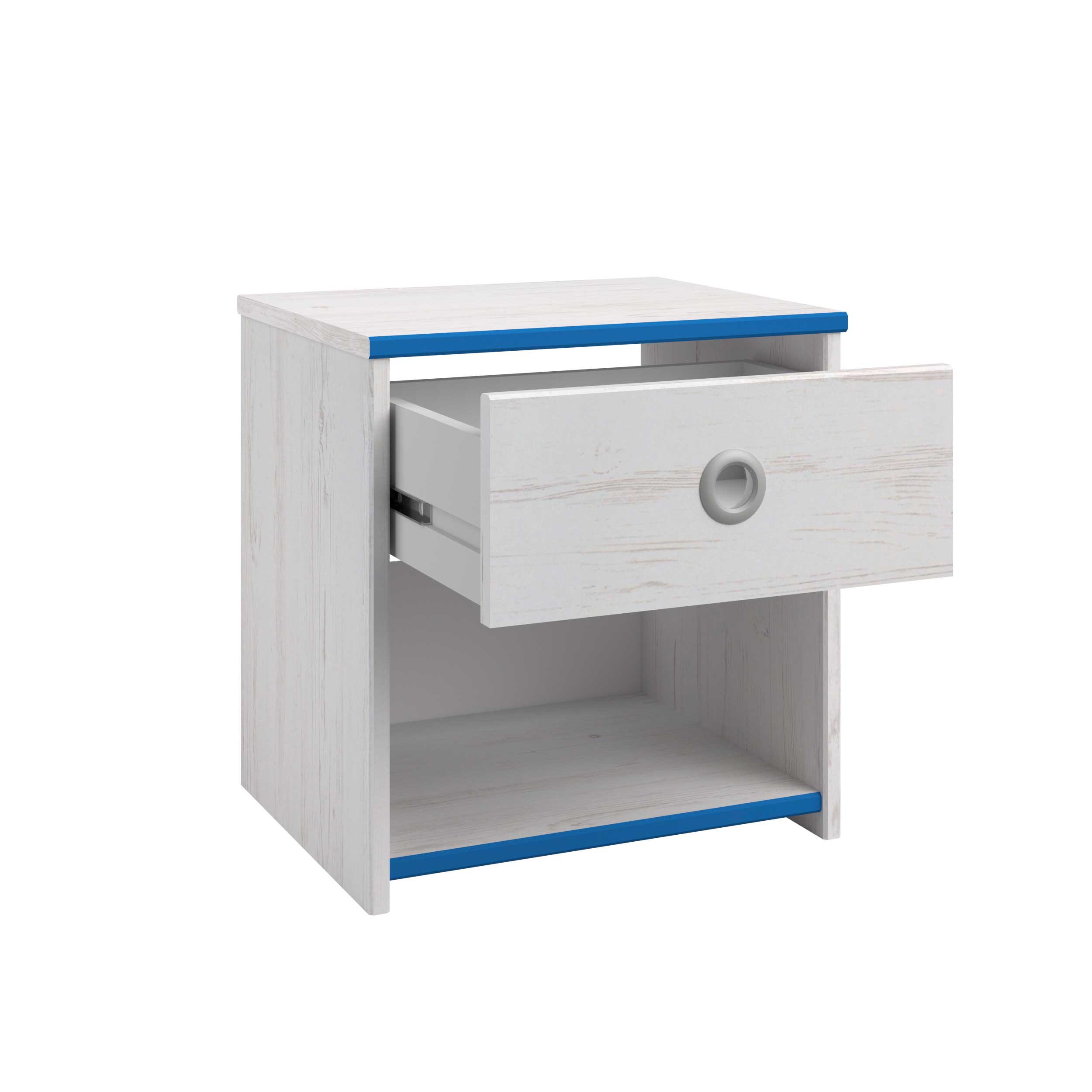 Table de chevet Smiley 1 tiroir - blanc/rose ou blanc/bleu - Image 7